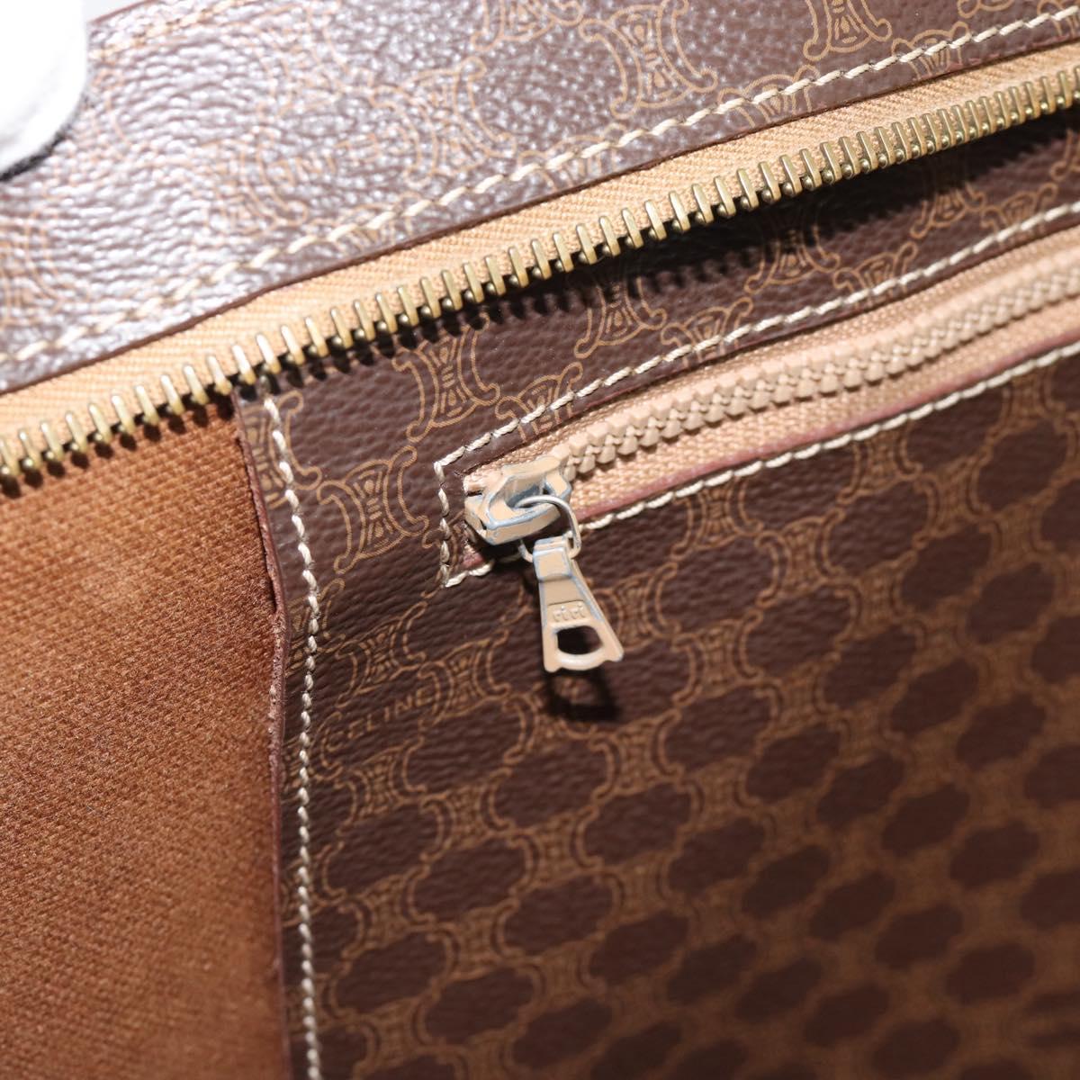 CELINE Macadam Canvas Tote Bag PVC Leather Brown Gold Auth mr2749