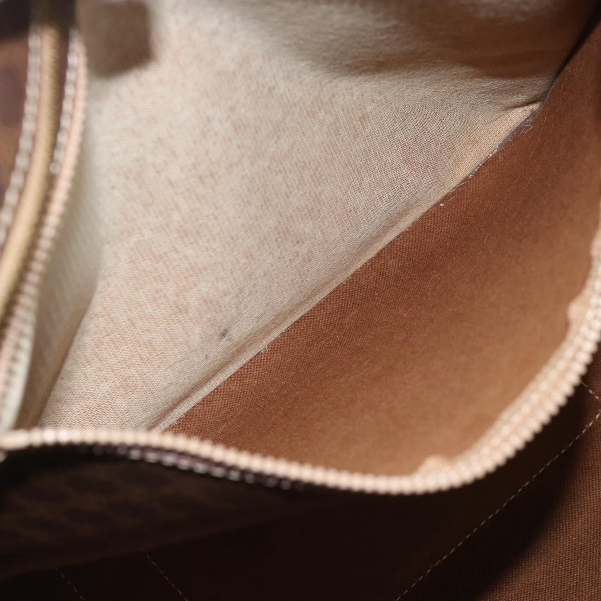 CELINE Macadam Canvas Tote Bag PVC Leather Brown Gold Auth mr2749