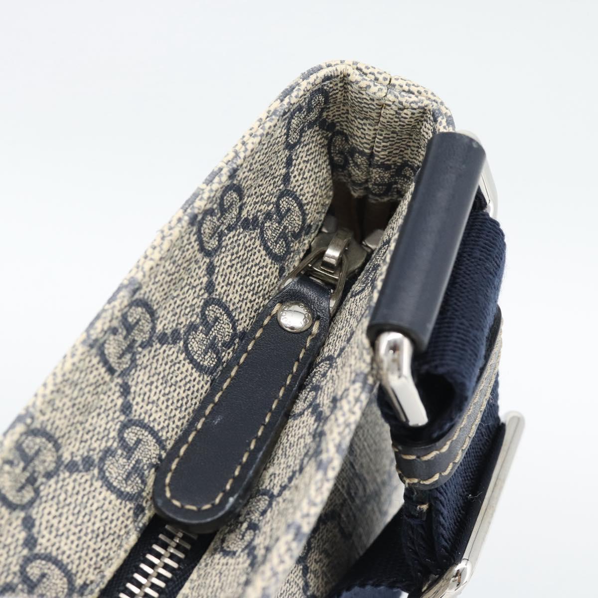 GUCCI GG Supreme Shoulder Bag PVC Navy Silver 201446 Auth mr2750A