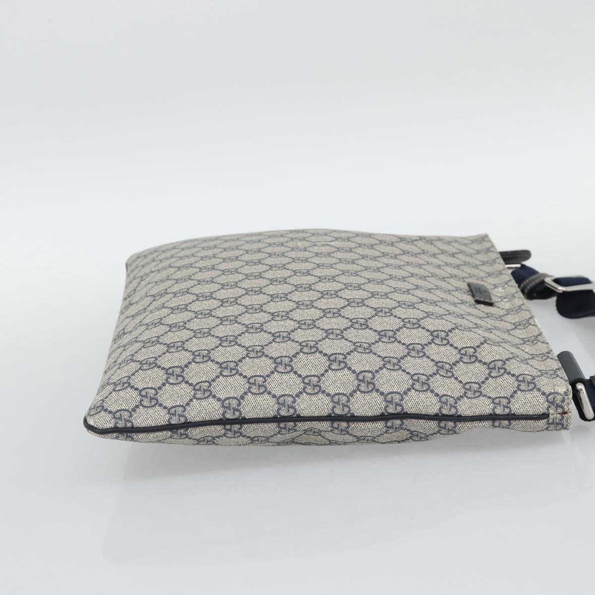 GUCCI GG Supreme Shoulder Bag PVC Navy Silver 201446 Auth mr2750A