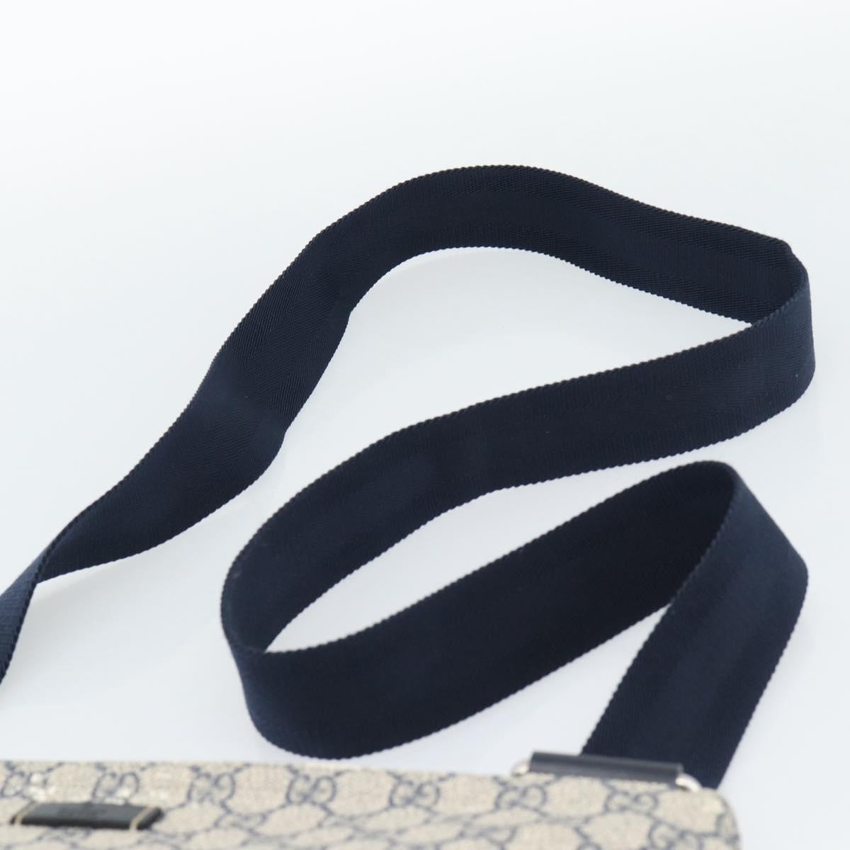 GUCCI GG Supreme Shoulder Bag PVC Navy Silver 201446 Auth mr2750A