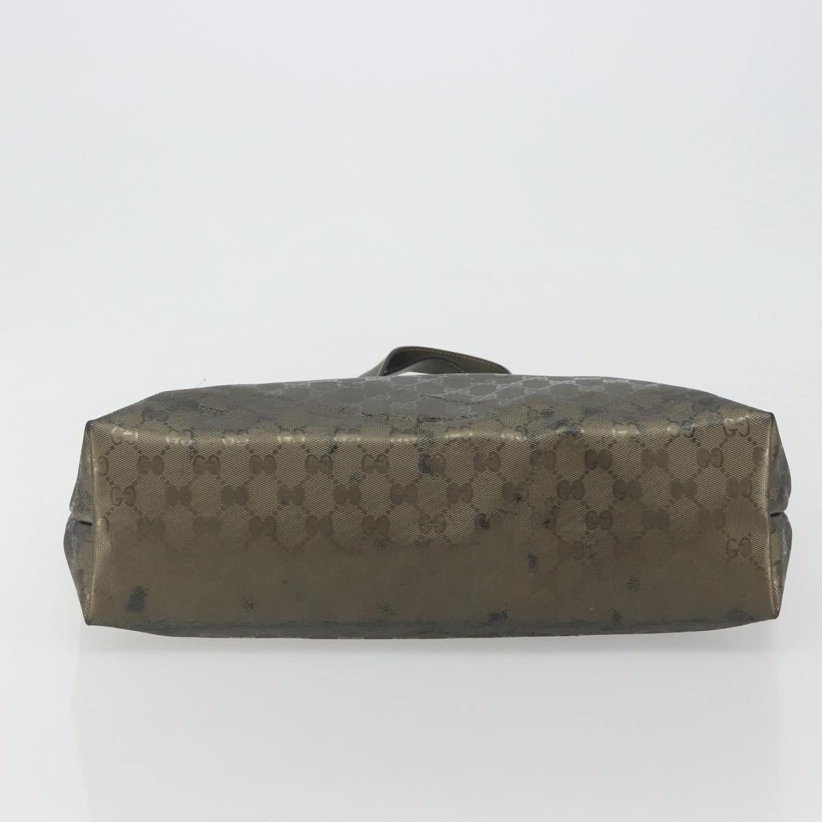GUCCI GG Canvas Guccissima Tote Bag Leather Silver 211137 Auth mr2751