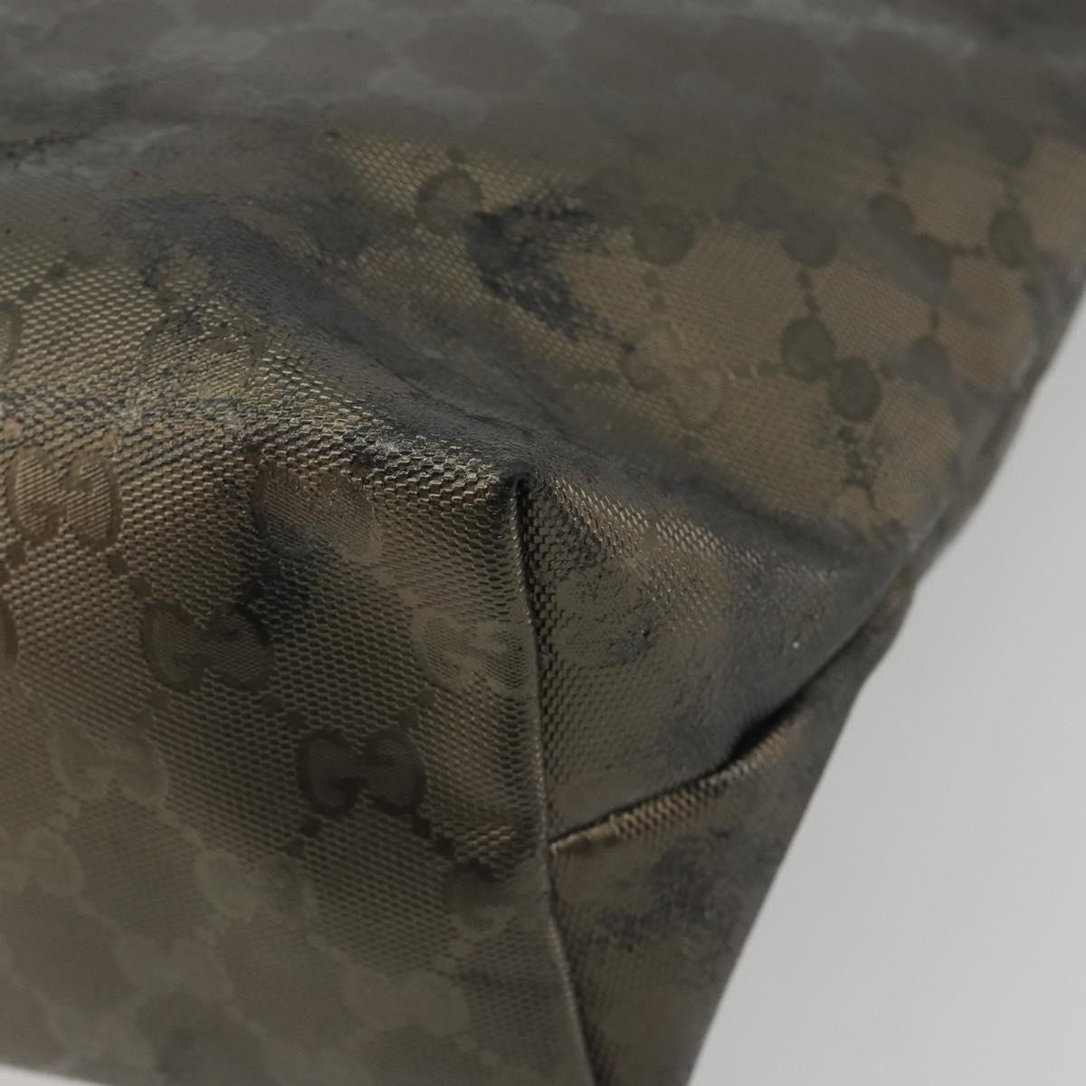 GUCCI GG Canvas Guccissima Tote Bag Leather Silver 211137 Auth mr2751