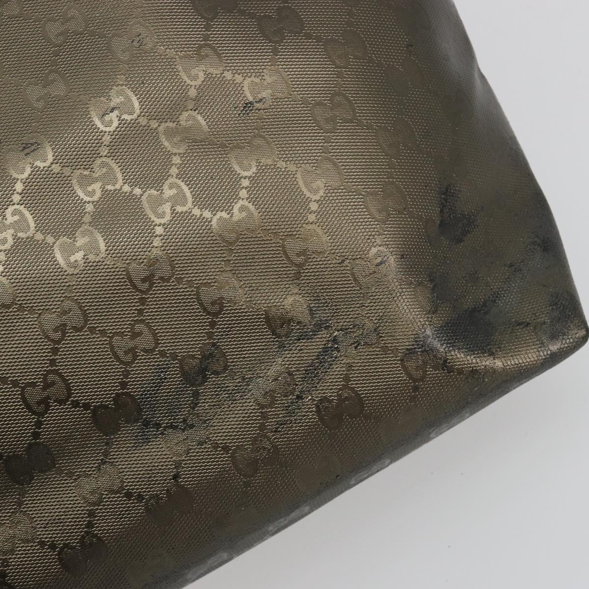 GUCCI GG Canvas Guccissima Tote Bag Leather Silver 211137 Auth mr2751