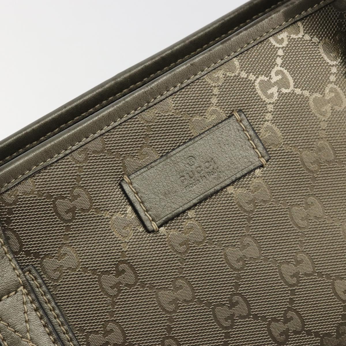 GUCCI GG Canvas Guccissima Tote Bag Leather Silver 211137 Auth mr2751