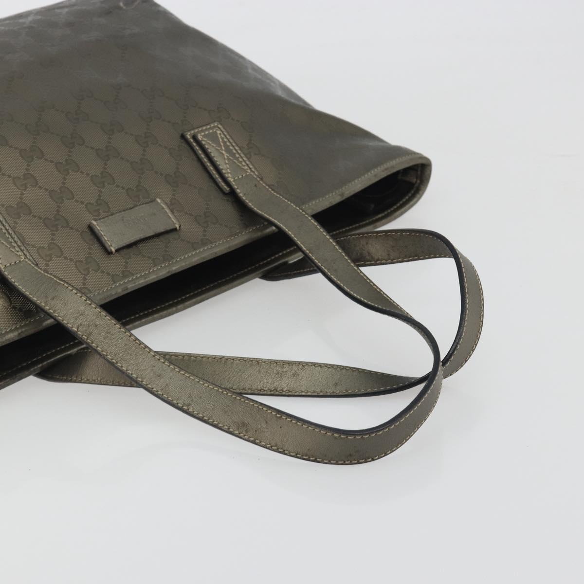 GUCCI GG Canvas Guccissima Tote Bag Leather Silver 211137 Auth mr2751