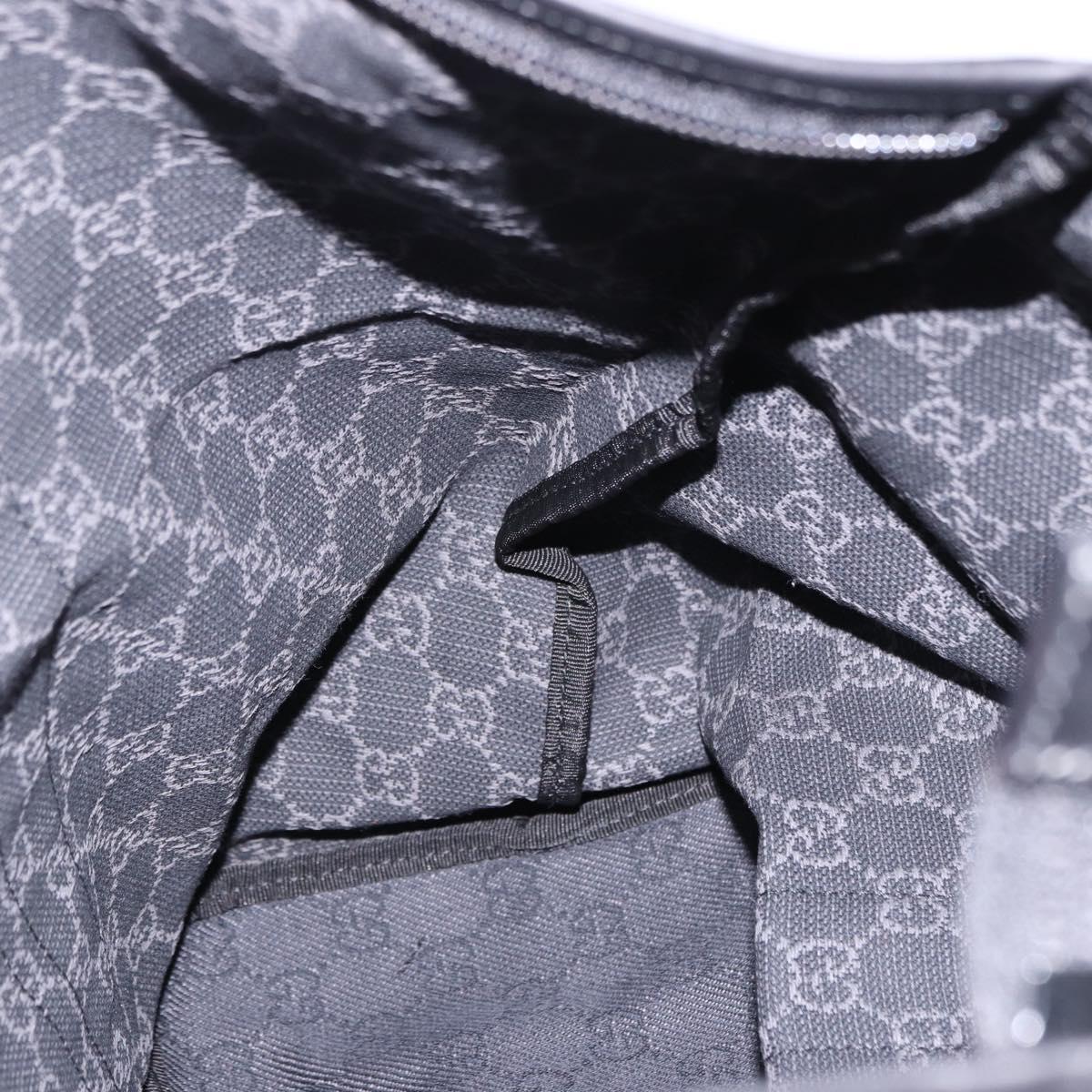 GUCCI GG Canvas Tote Bag Black Silver 152232 Auth mr2752A