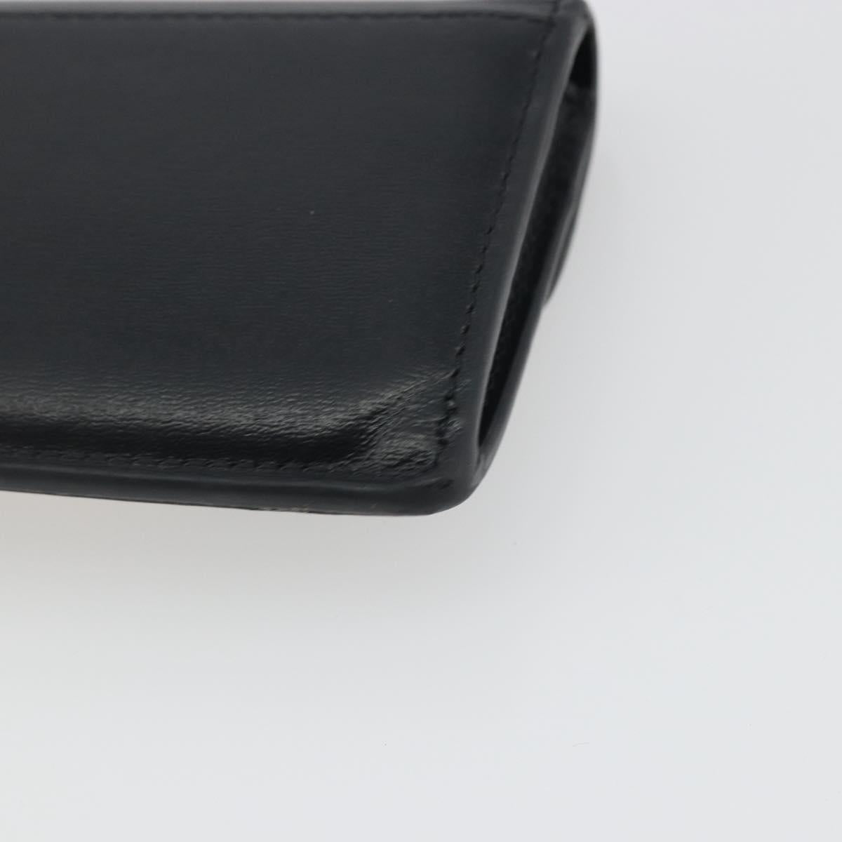 CELINE Triomphe Card Case Leather Black Gold Auth mr2753A