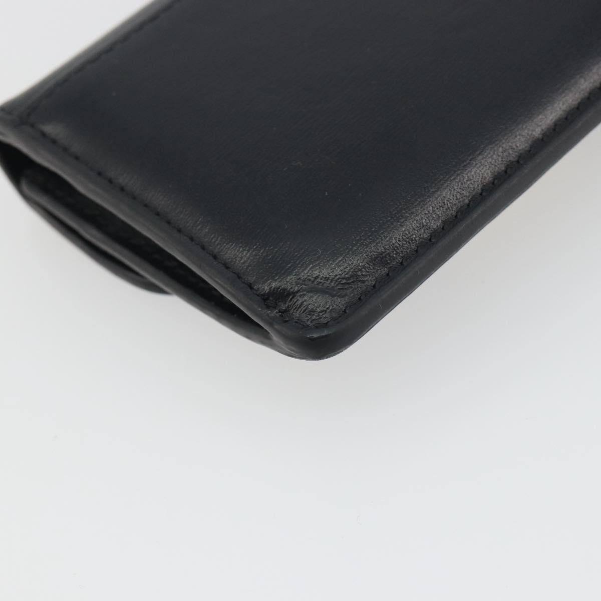 CELINE Triomphe Card Case Leather Black Gold Auth mr2753A