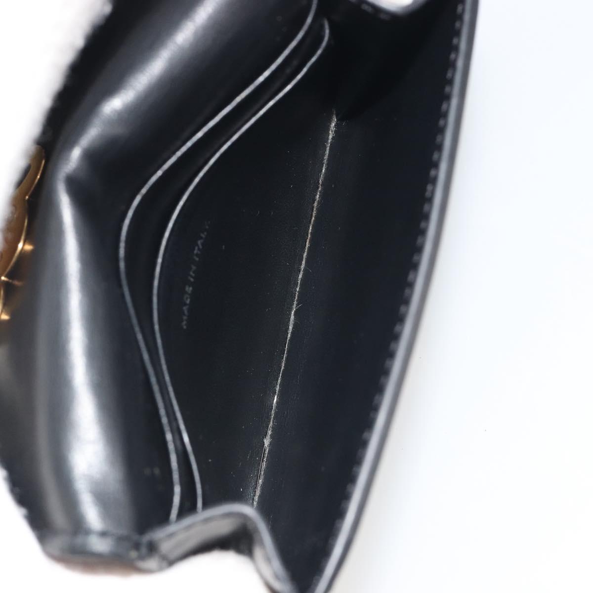 CELINE Triomphe Card Case Leather Black Gold Auth mr2753A