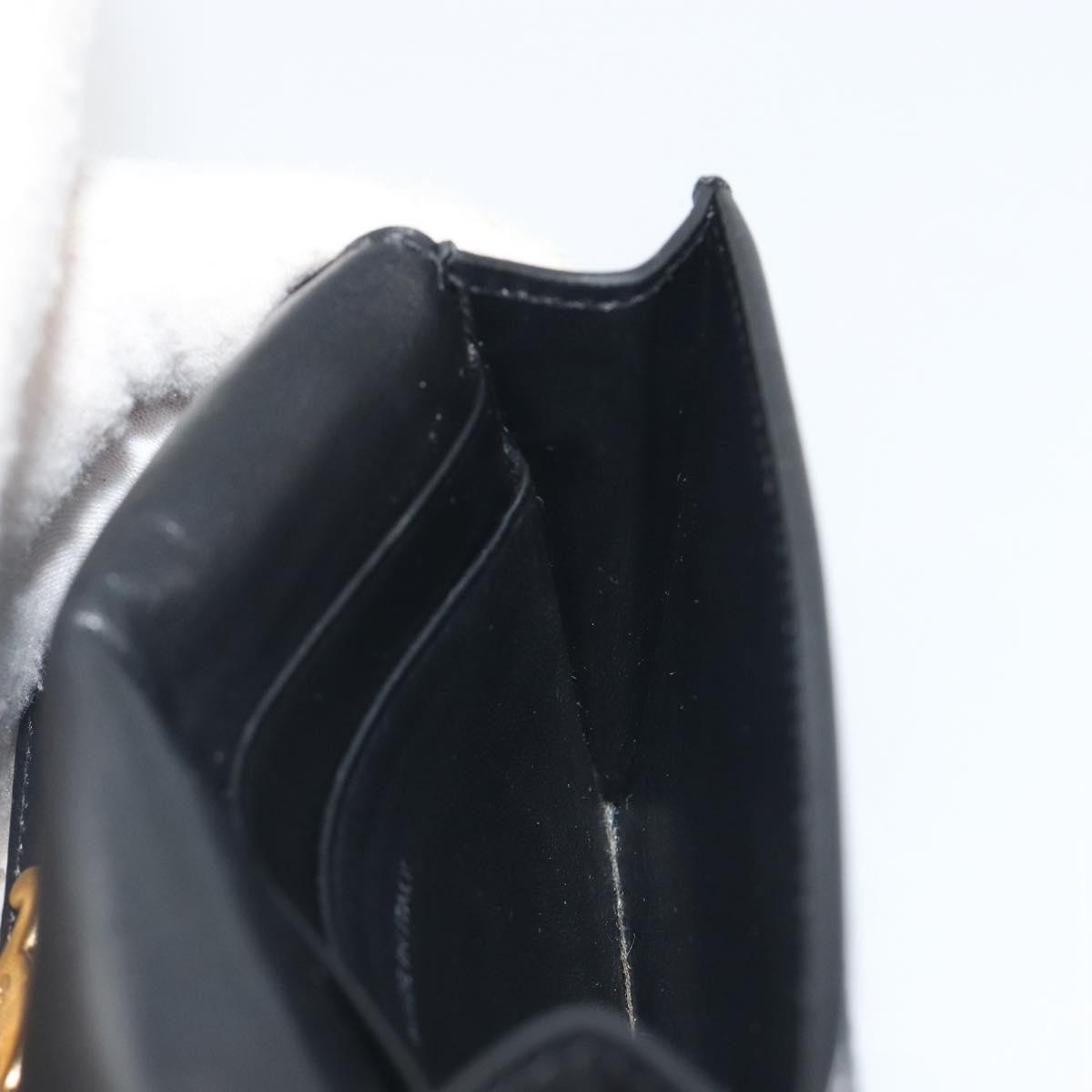 CELINE Triomphe Card Case Leather Black Gold Auth mr2753A