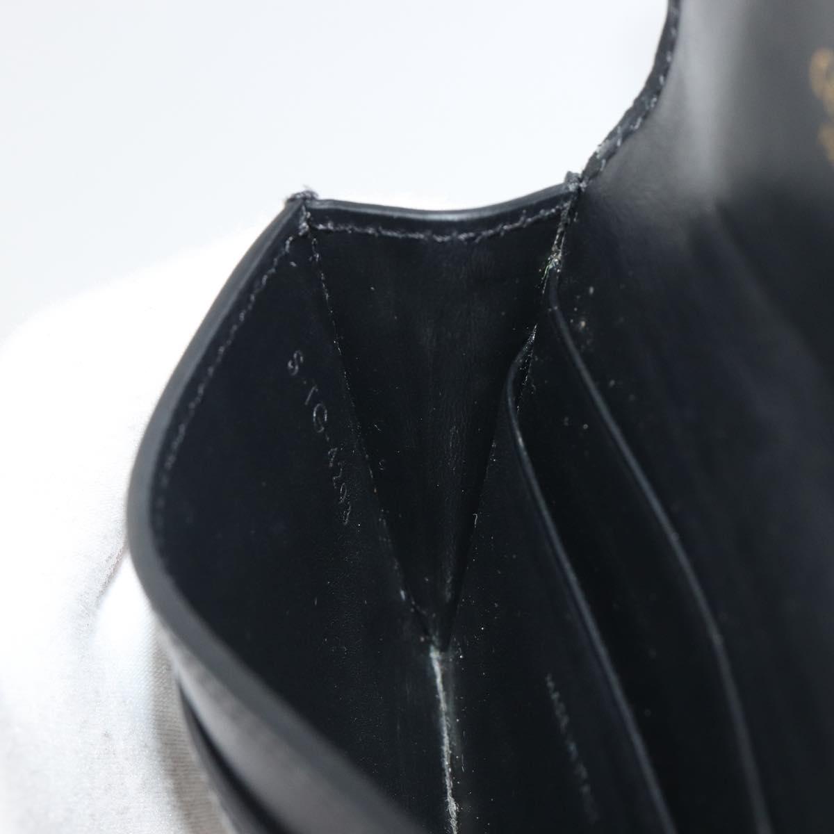CELINE Triomphe Card Case Leather Black Gold Auth mr2753A