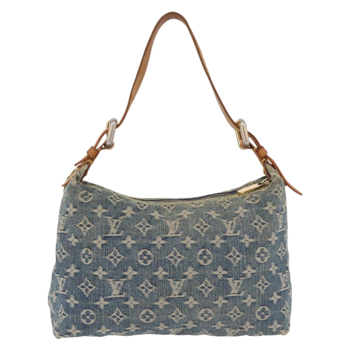LOUIS VUITTON Monogram Denim Buggy PM Shoulder Bag Blue M95049 LV Auth mr2761A