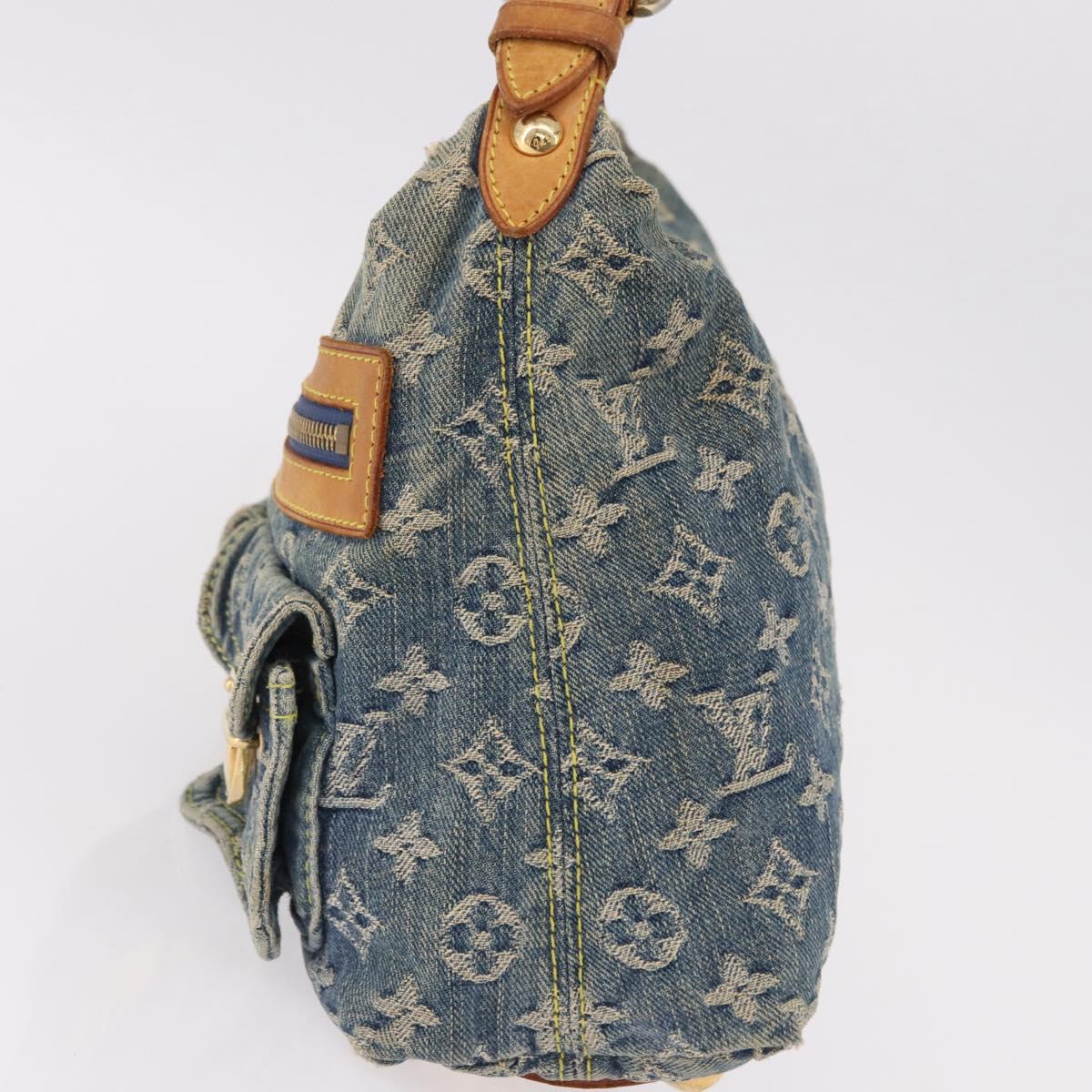 LOUIS VUITTON Monogram Denim Buggy PM Shoulder Bag Blue M95049 LV Auth mr2761A