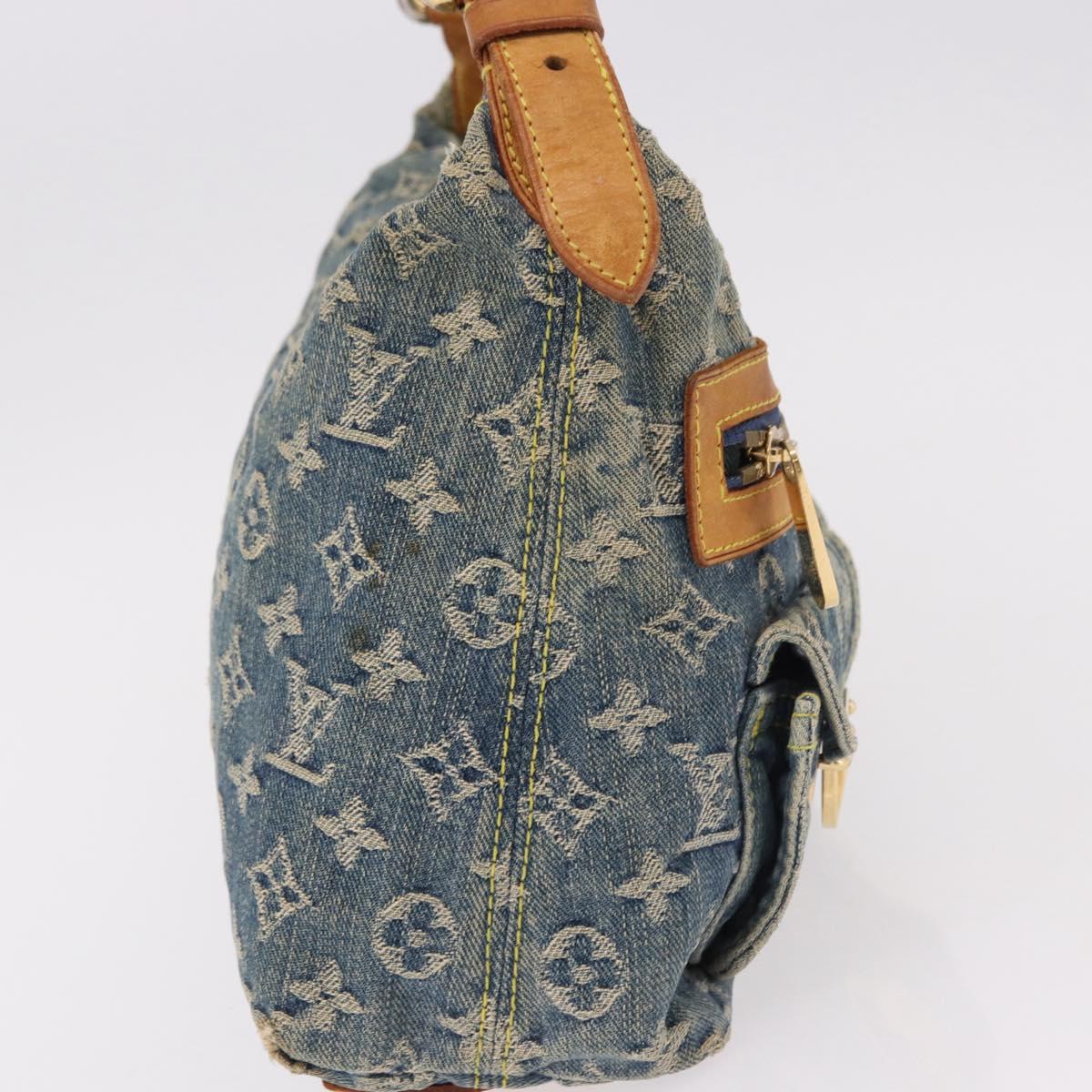 LOUIS VUITTON Monogram Denim Buggy PM Shoulder Bag Blue M95049 LV Auth mr2761A