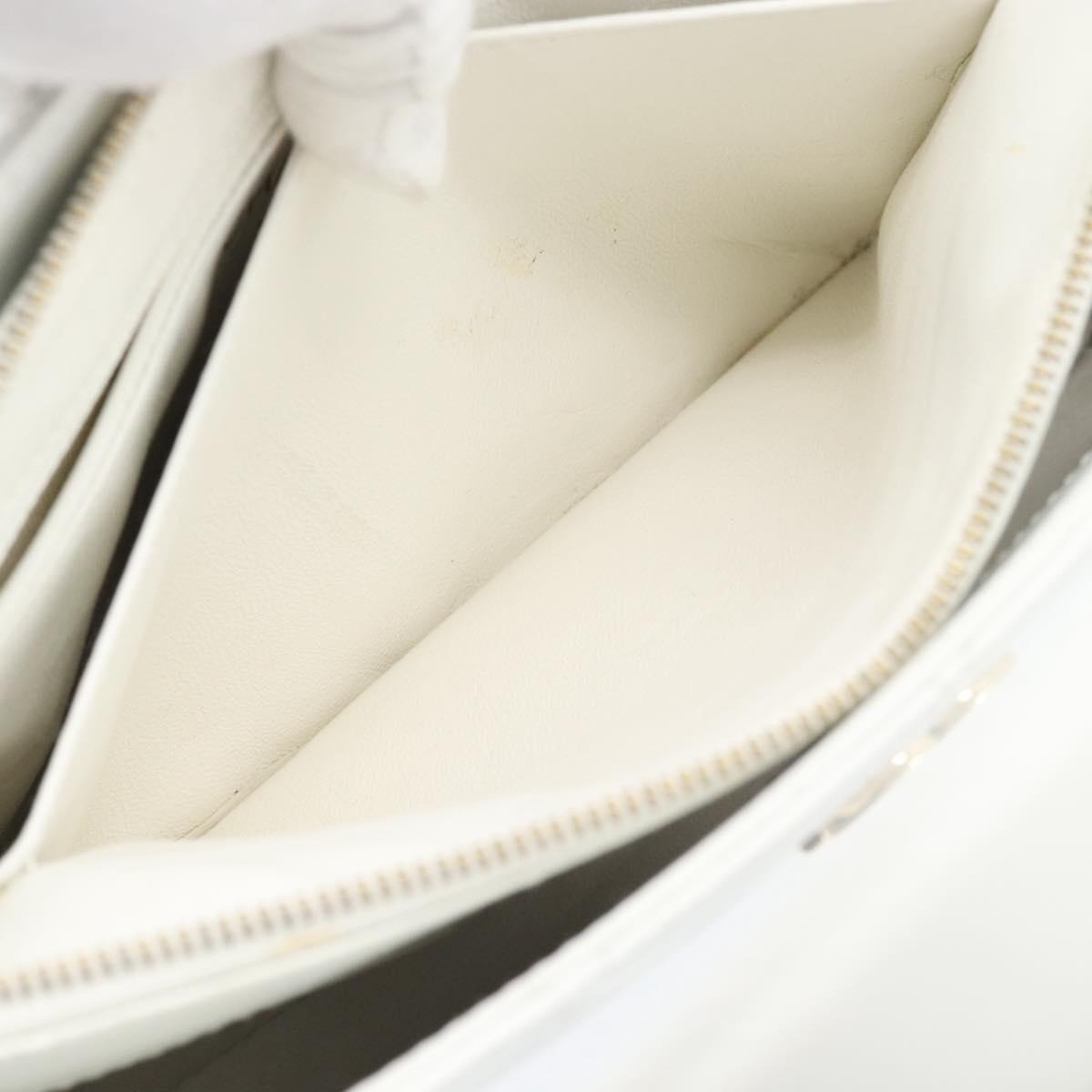 CHANEL Hand Bag Lamb Skin White Gold CC Auth mr2763V