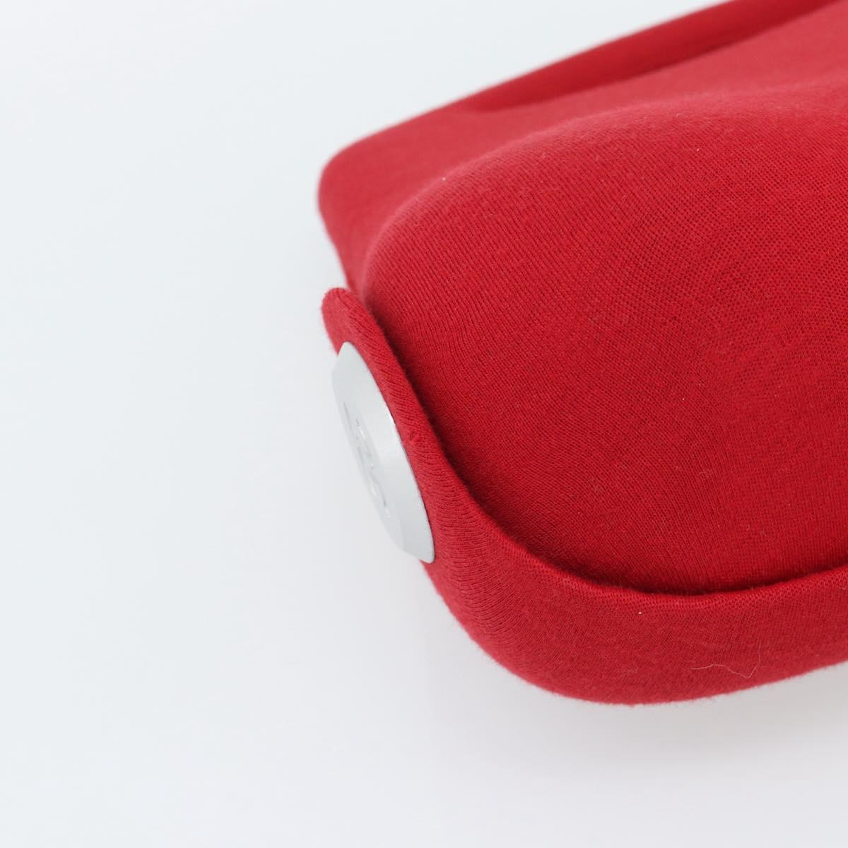 CHANEL Hip Bag Cotton Red CC Auth mr2766A