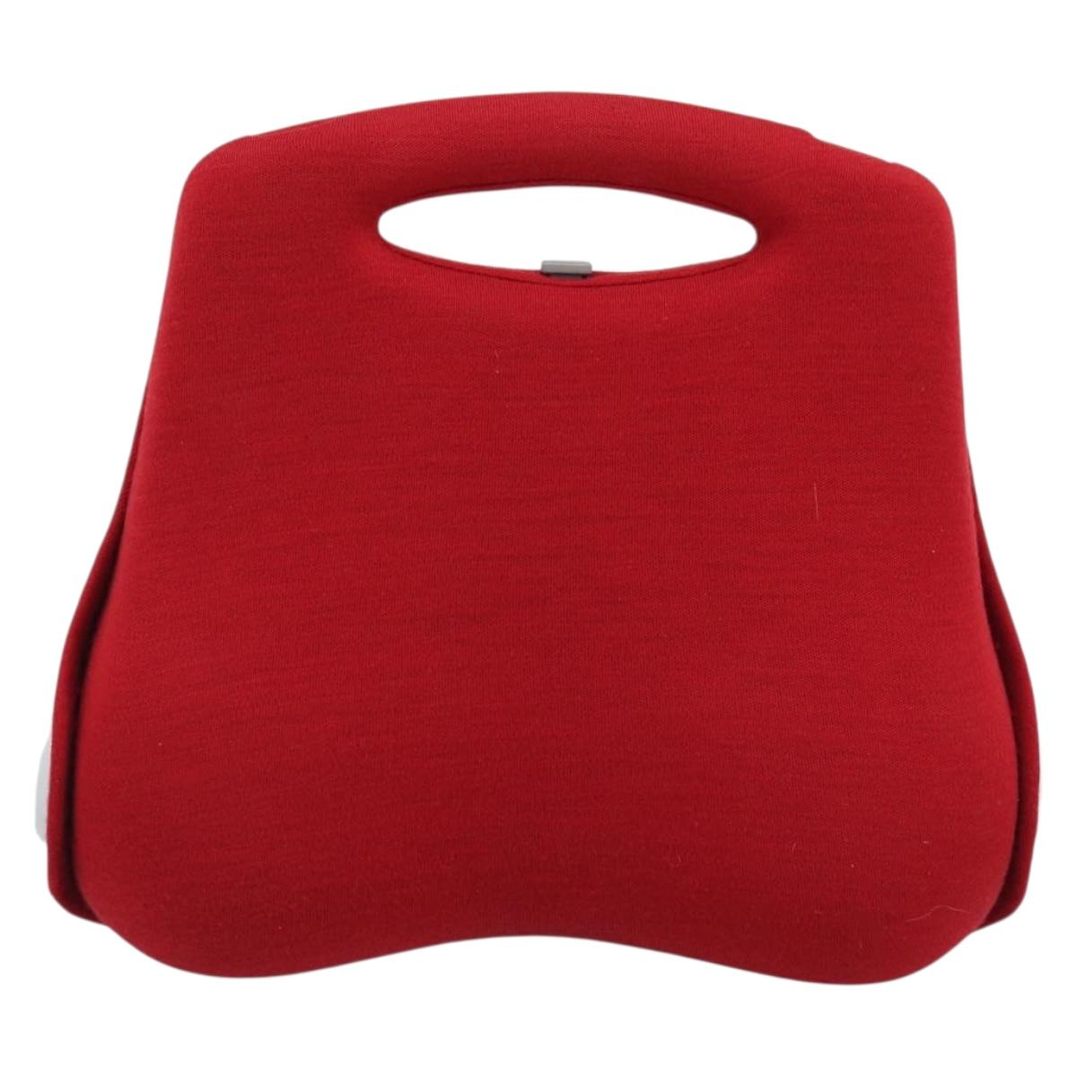 CHANEL Hip Bag Cotton Red CC Auth mr2766A