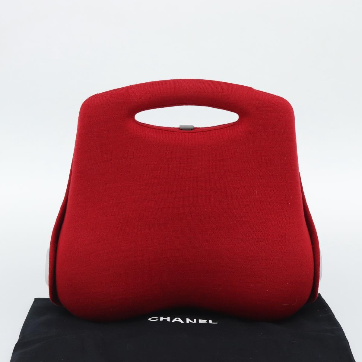 CHANEL Hip Bag Cotton Red CC Auth mr2766A