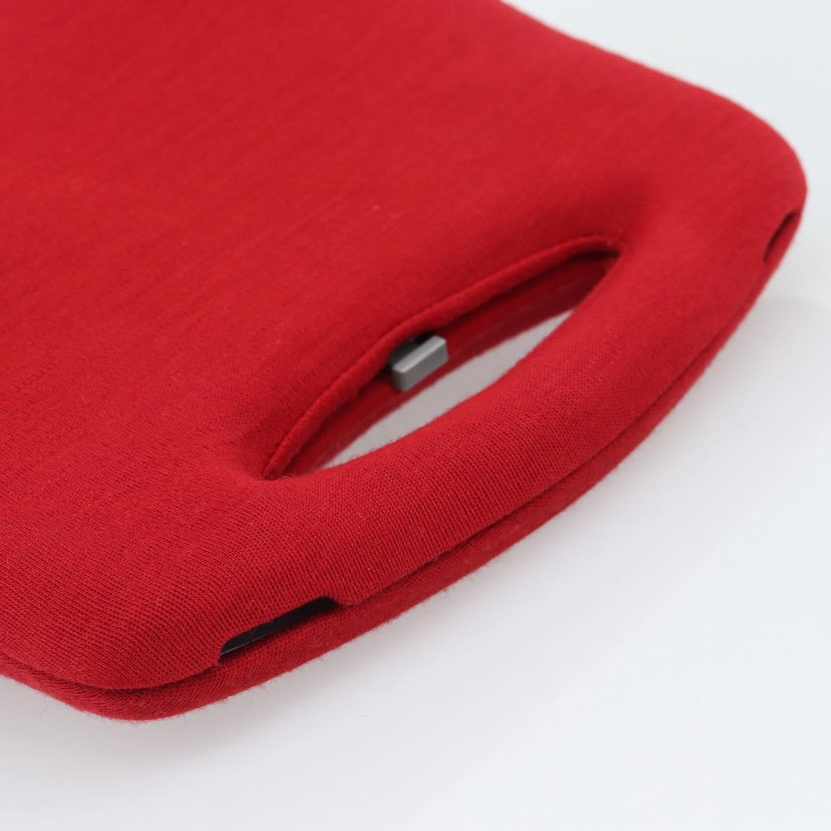 CHANEL Hip Bag Cotton Red CC Auth mr2766A