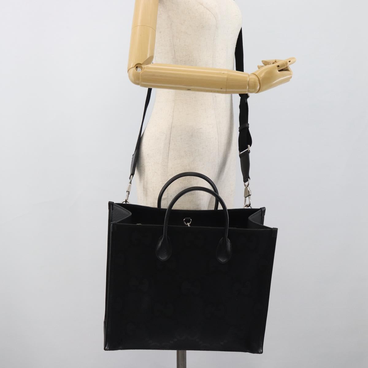 GUCCI Jumbo GG Canvas Hand Bag 2way Black Silver 678839 Auth mr2773V
