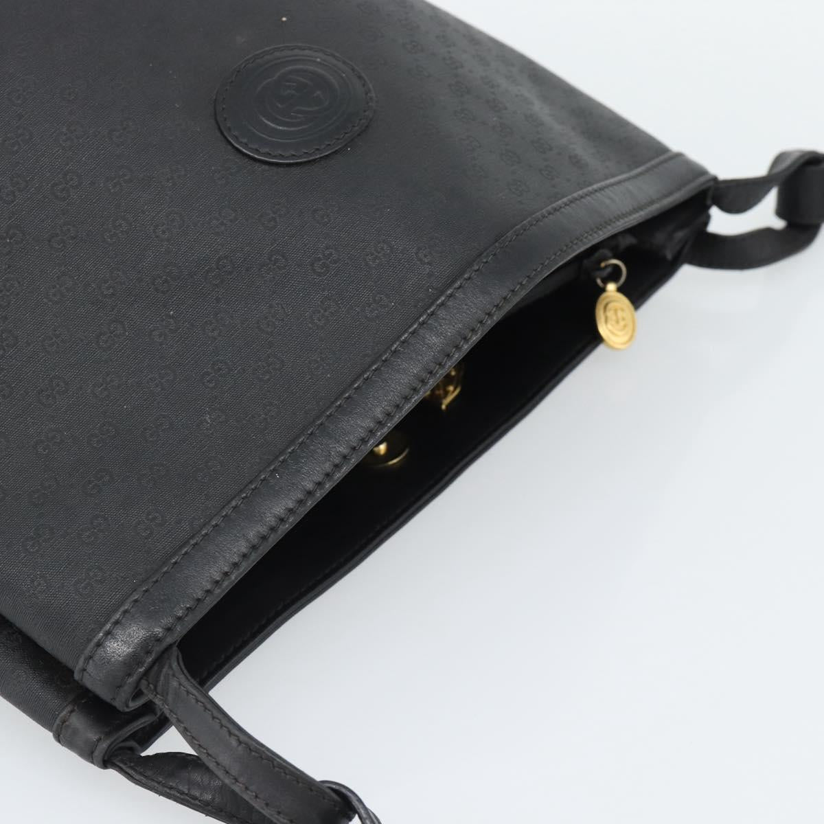 GUCCI Micro GG Supreme Shoulder Bag PVC Black Gold 001 14 0934 Auth mr2775