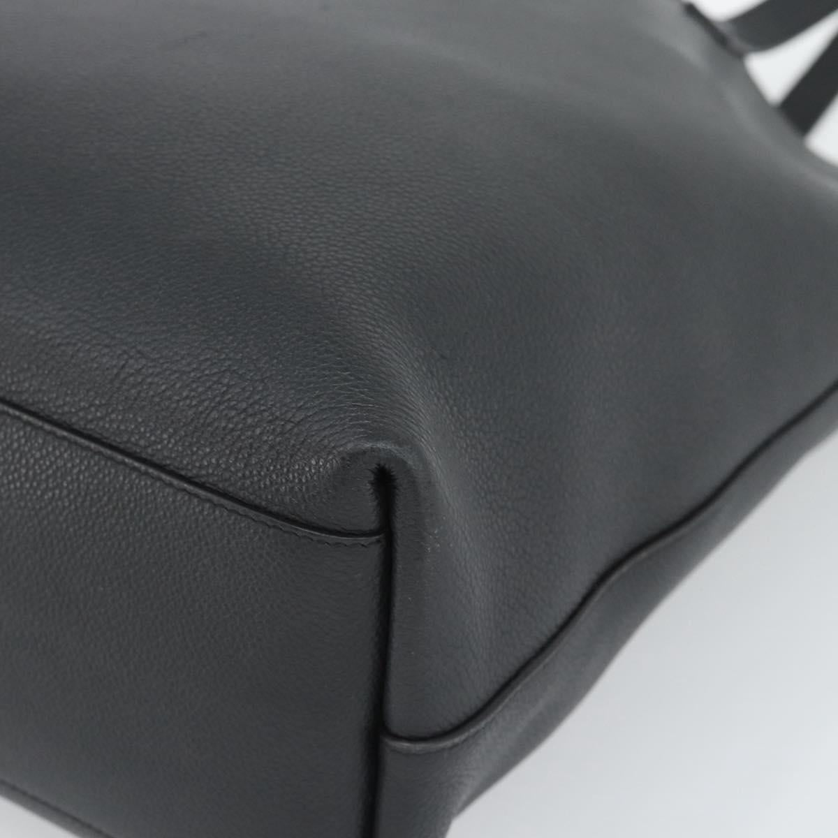 SAINT LAURENT Tote Bag Leather Black Silver Auth mr2776A