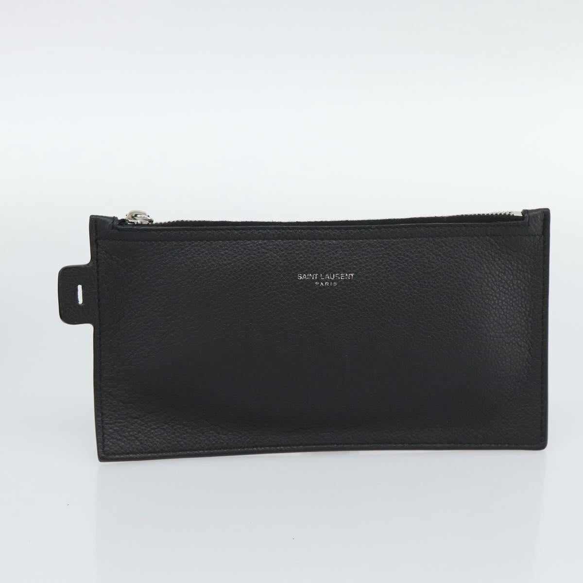 SAINT LAURENT Tote Bag Leather Black Silver Auth mr2776A