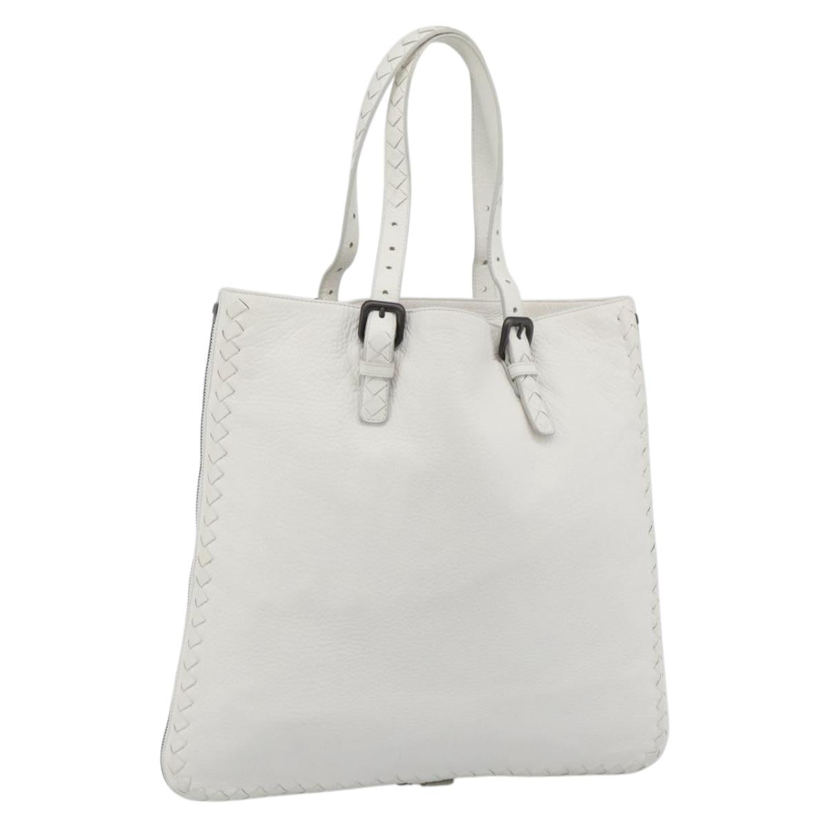 BOTTEGA VENETA Hand Bag Leather White Auth mr2777V