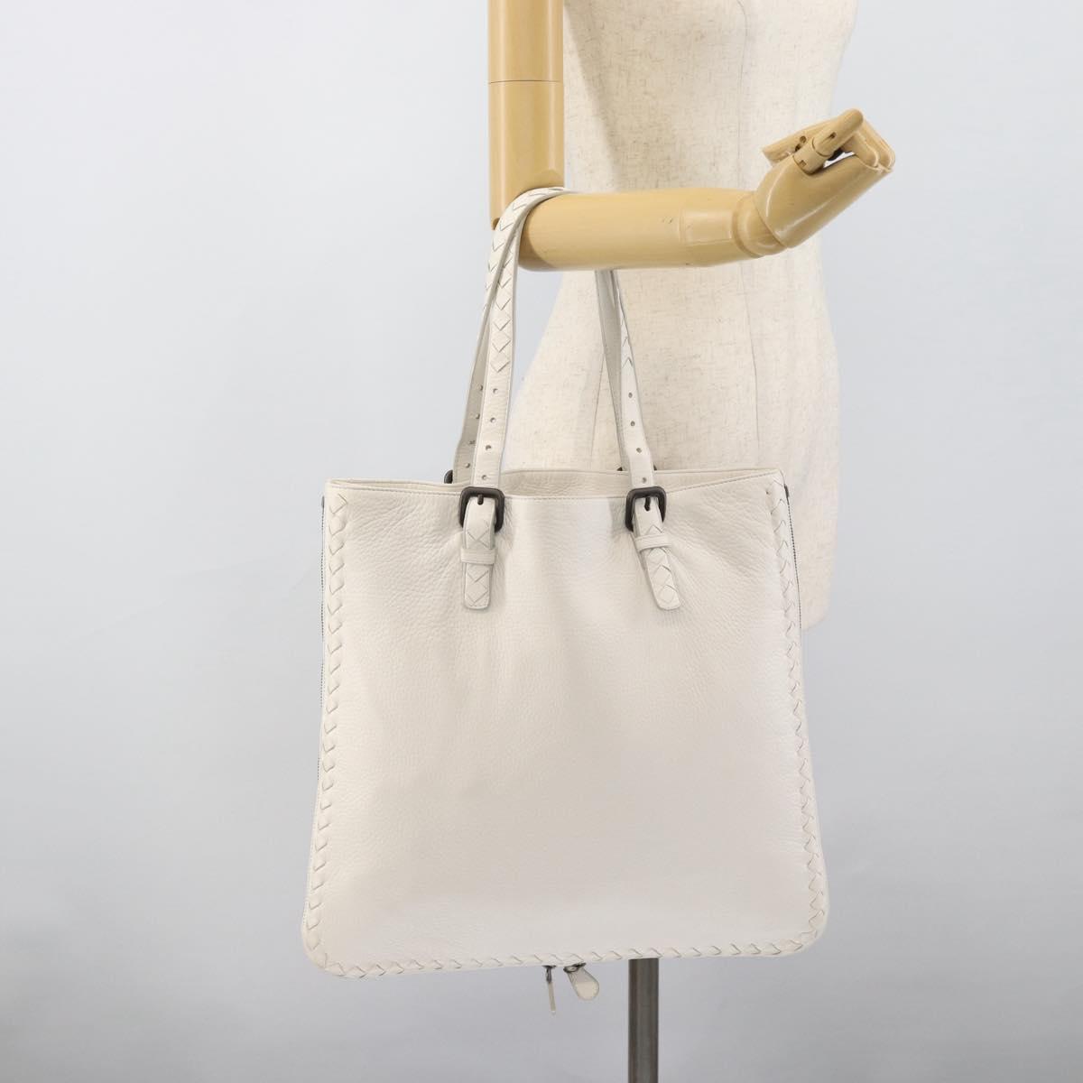 BOTTEGA VENETA Hand Bag Leather White Auth mr2777V