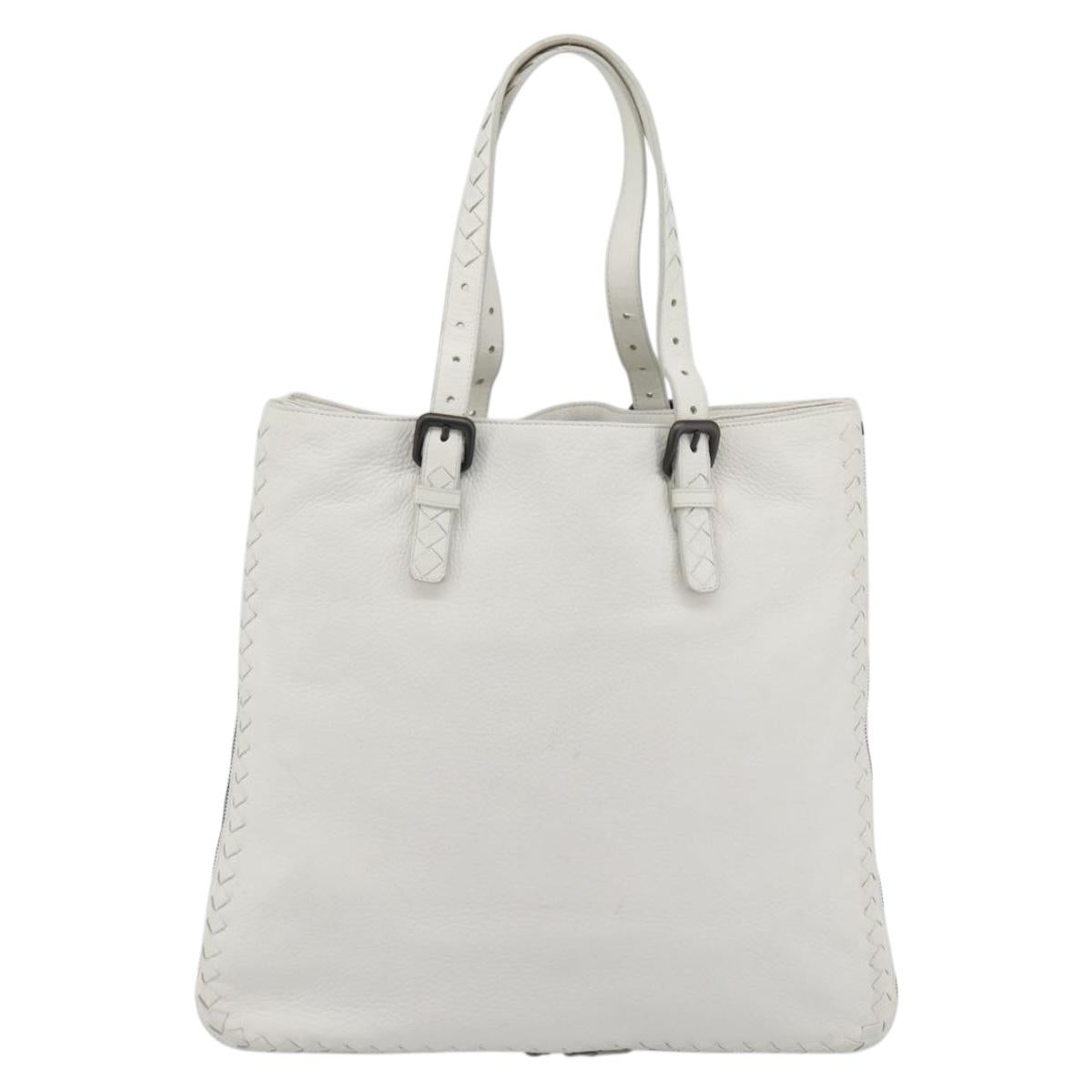 BOTTEGA VENETA Hand Bag Leather White Auth mr2777V