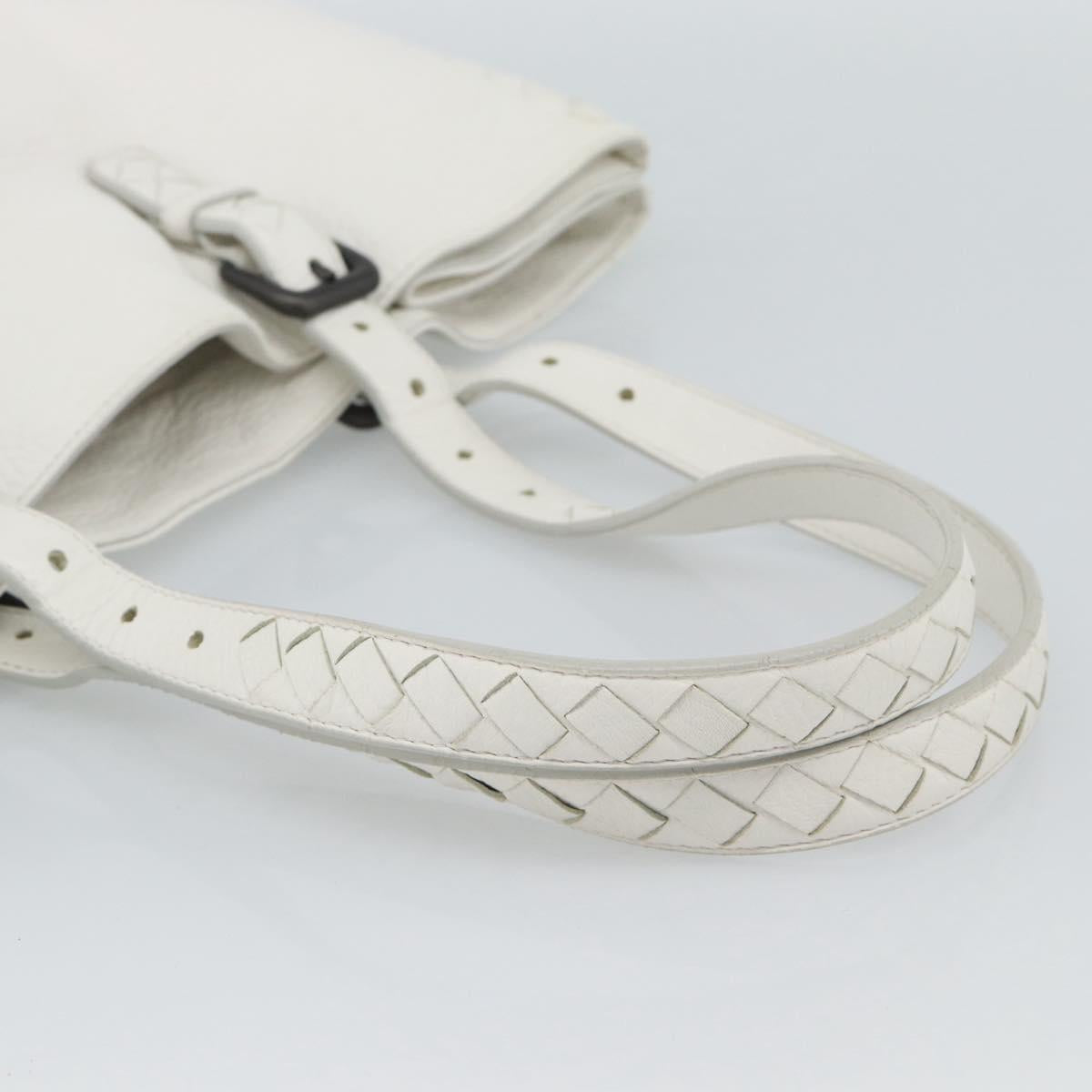 BOTTEGA VENETA Hand Bag Leather White Auth mr2777V