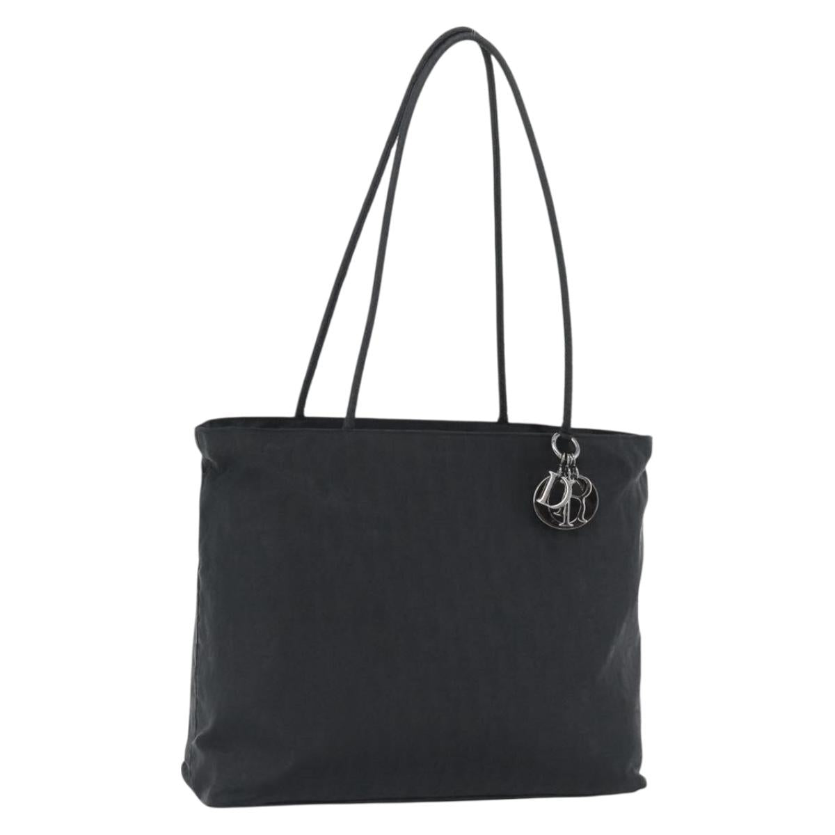 Christian Dior Trotter Canvas Tote Bag Nylon Black Silver Auth mr2779A