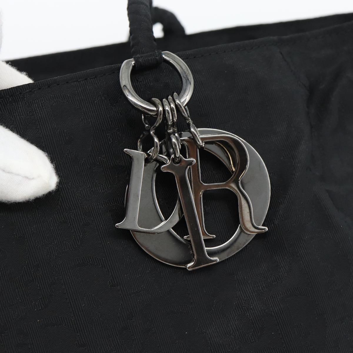 Christian Dior Trotter Canvas Tote Bag Nylon Black Silver Auth mr2779A