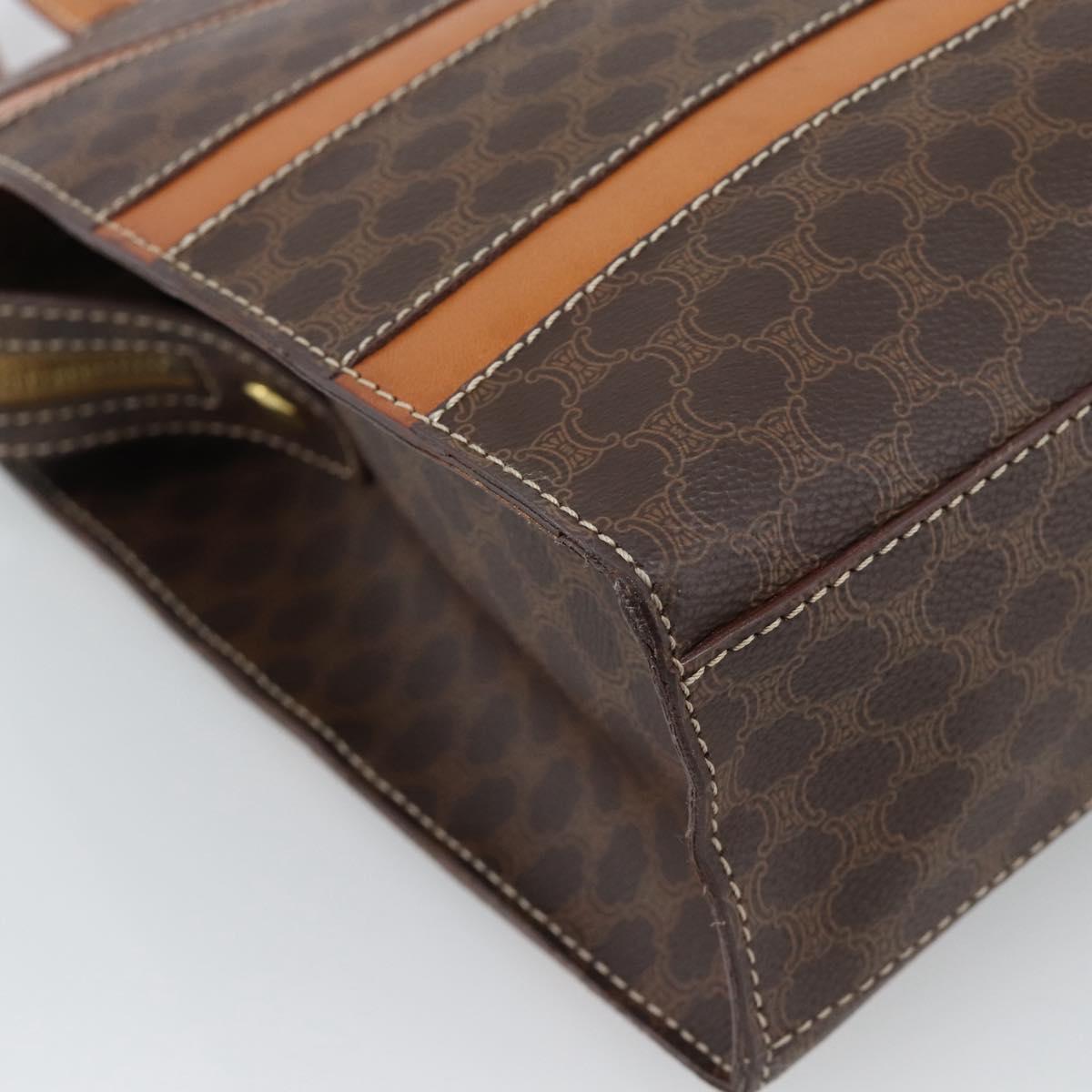 CELINE Macadam Canvas Hand Bag PVC Leather Brown Gold Auth mr2781