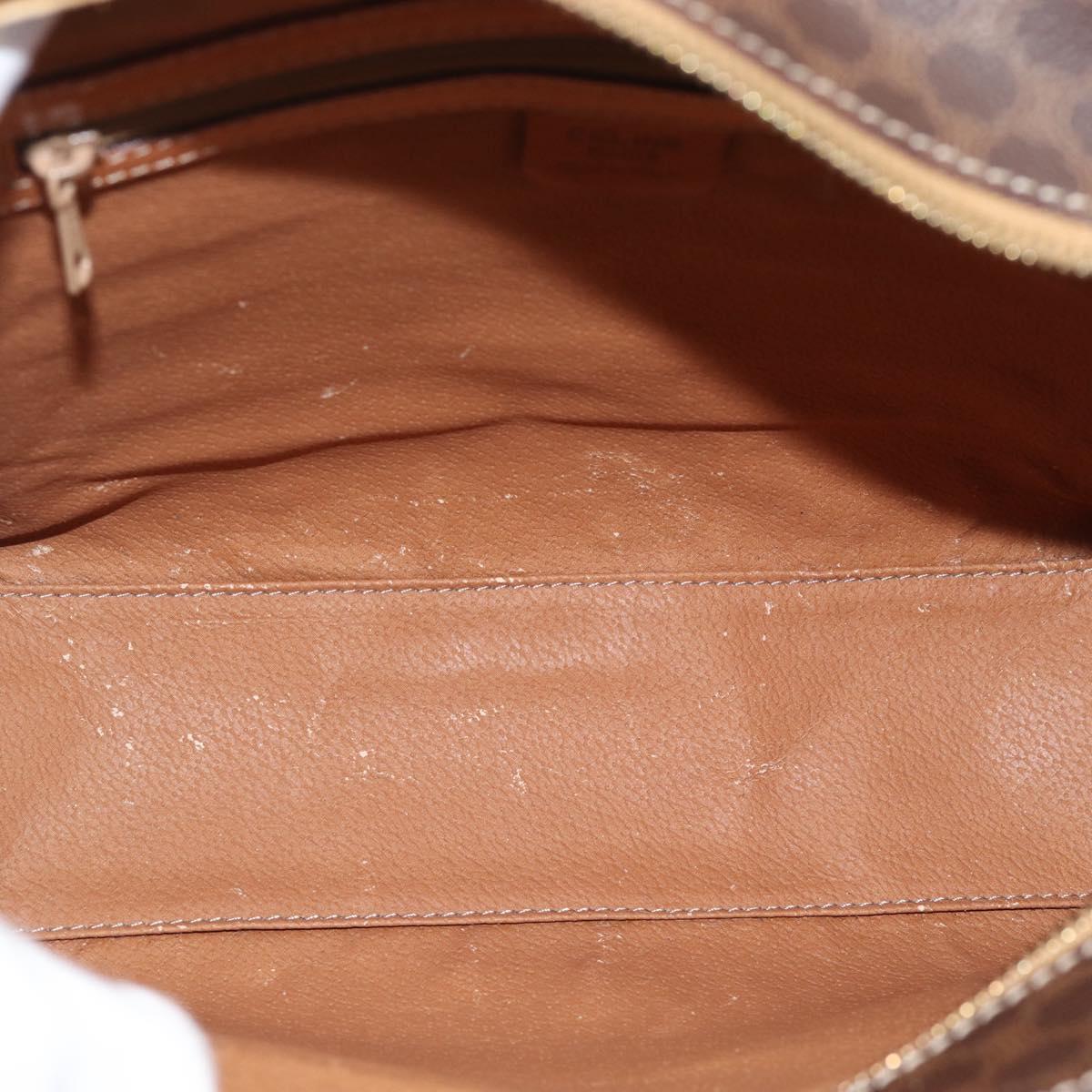 CELINE Macadam Canvas Hand Bag PVC Leather Brown Gold Auth mr2781