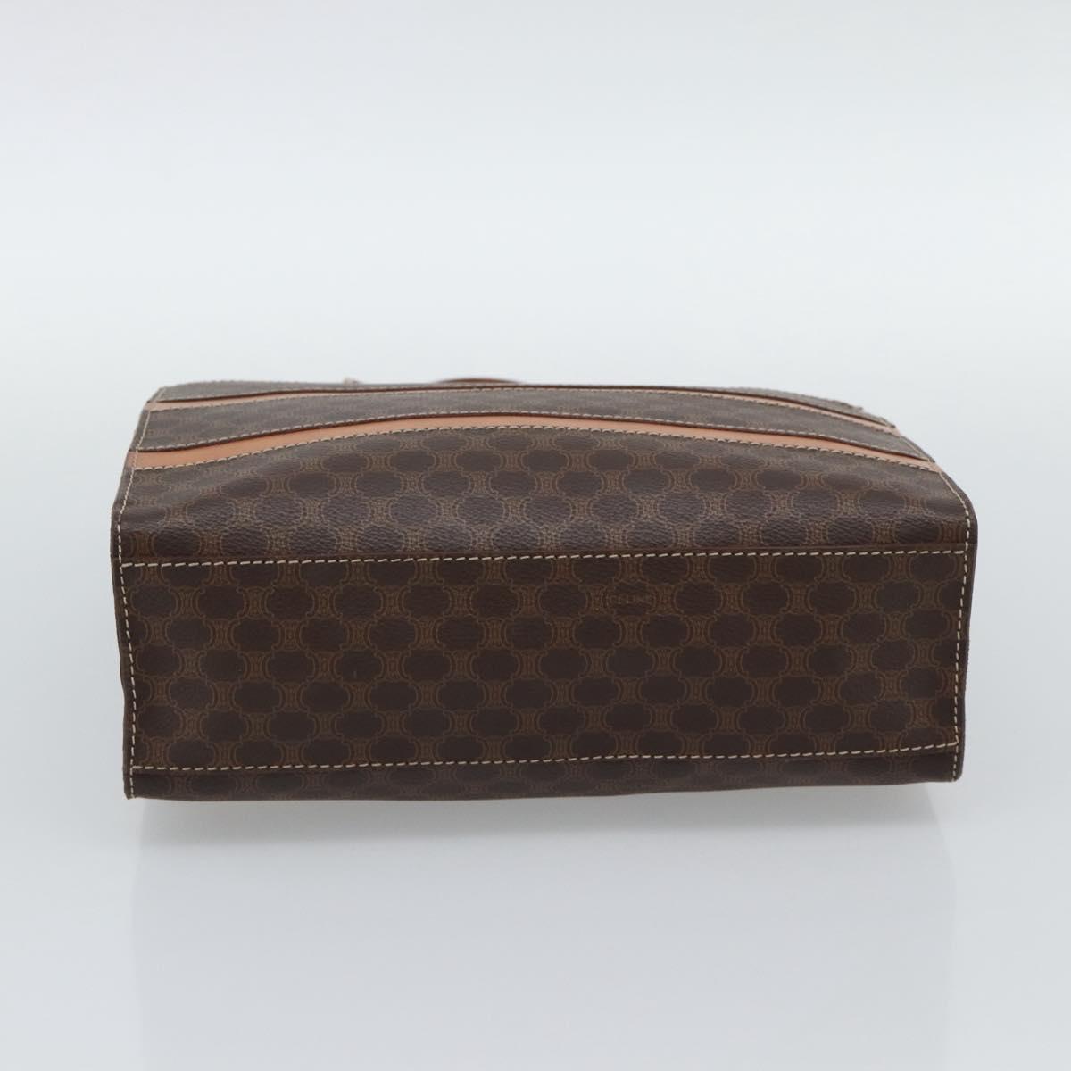 CELINE Macadam Canvas Hand Bag PVC Leather Brown Gold Auth mr2781