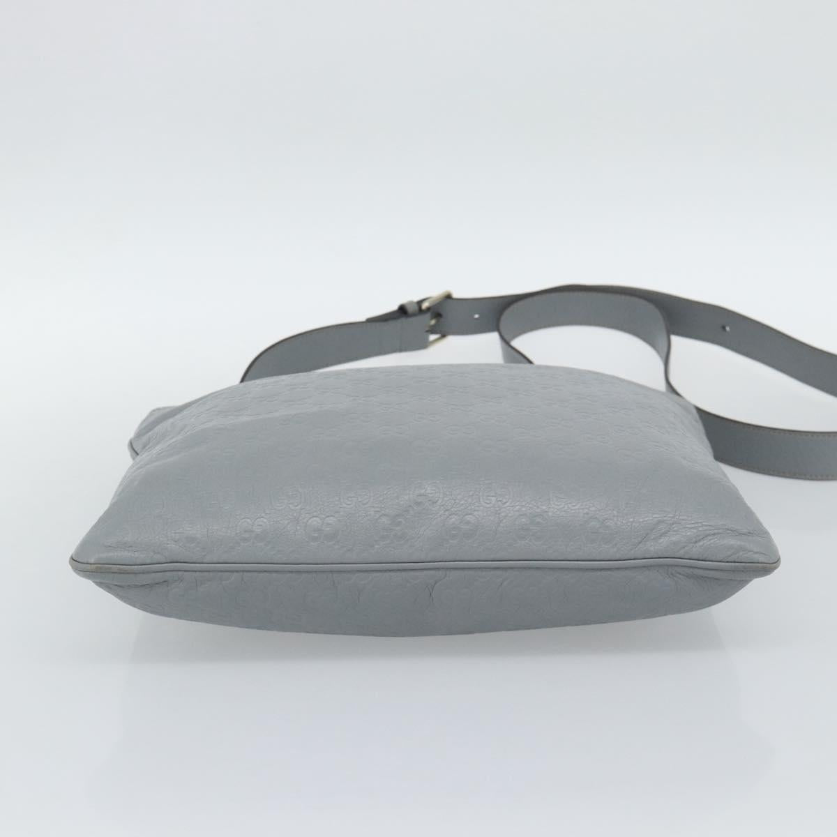 GUCCI GG Canvas Guccissima Shoulder Bag Leather Gray Gold 201446 Auth mr2782A