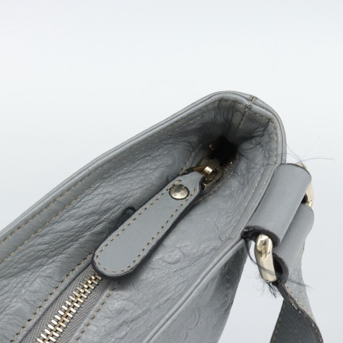 GUCCI GG Canvas Guccissima Shoulder Bag Leather Gray Gold 201446 Auth mr2782A