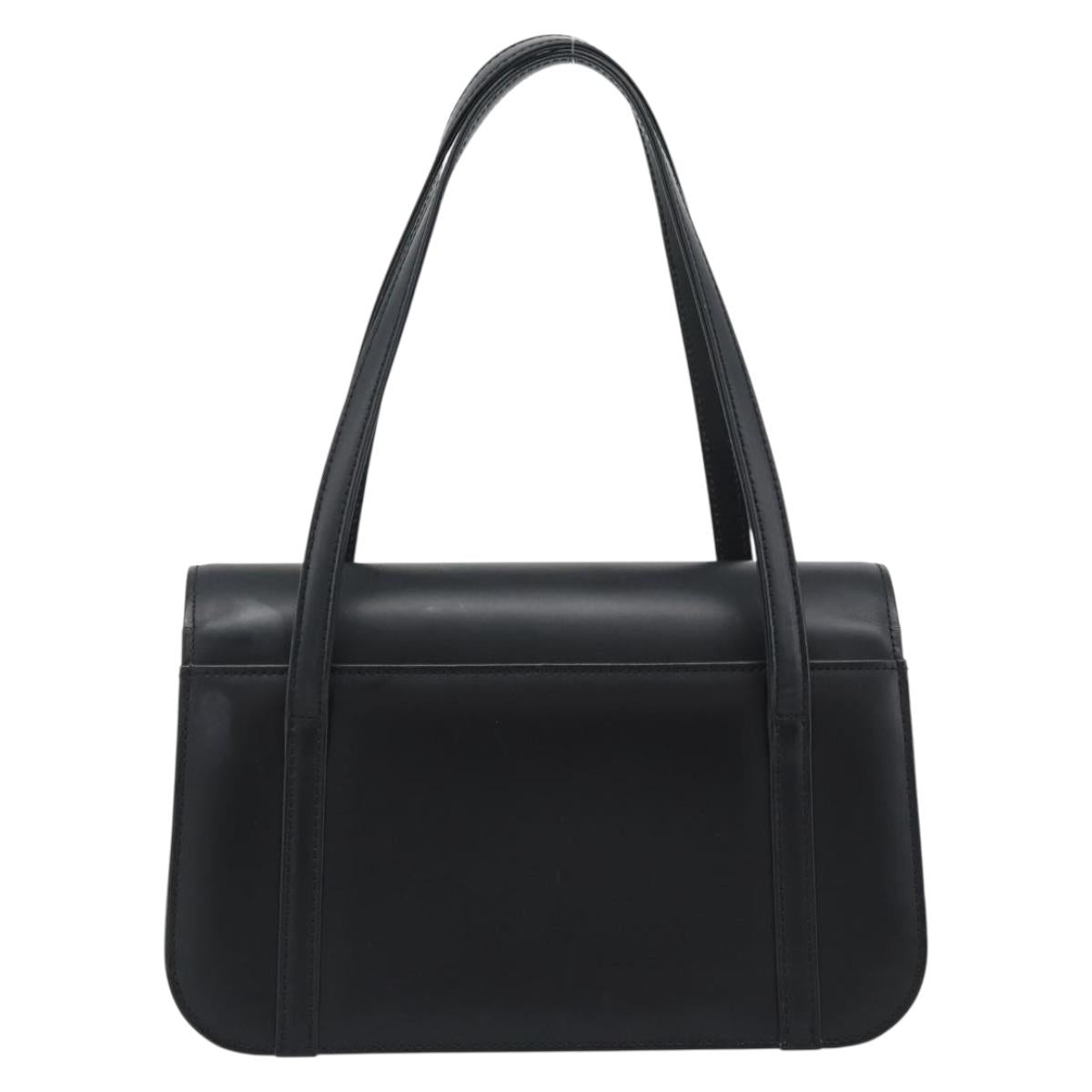 BURBERRY Nova Check Hand Bag Canvas Leather Black Silver Auth mr2783