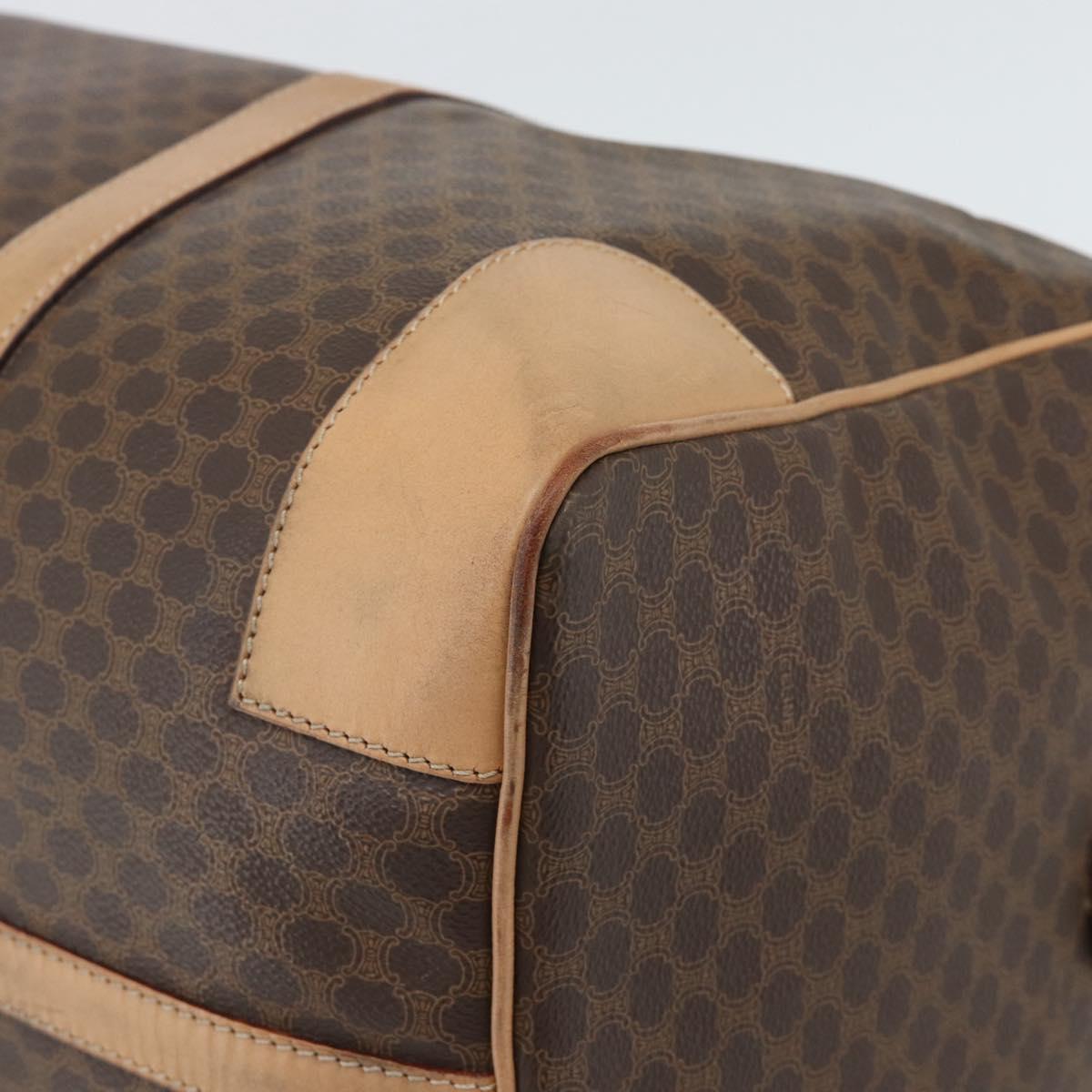 CELINE Macadam Canvas Boston Bag PVC Leather Brown Gold Auth mr2784A