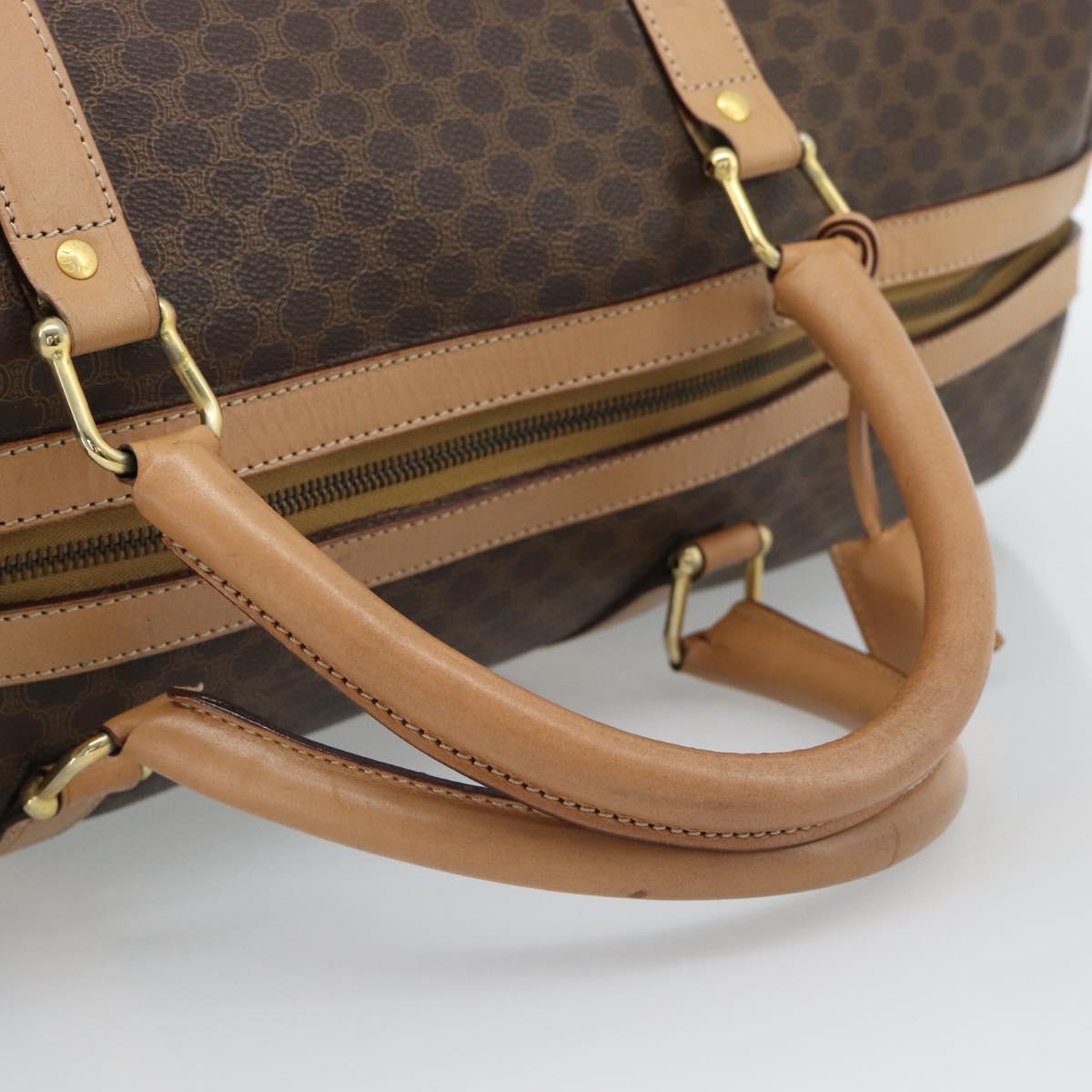CELINE Macadam Canvas Boston Bag PVC Leather Brown Gold Auth mr2784A