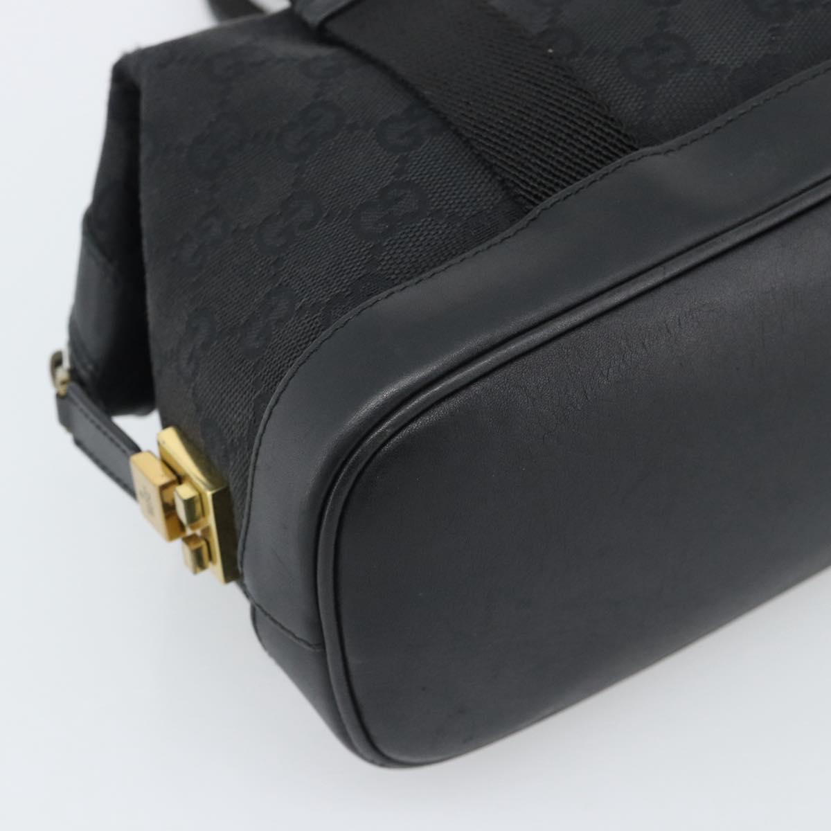 GUCCI GG Canvas Hand Bag Black Gold 92734 Auth mr2785A