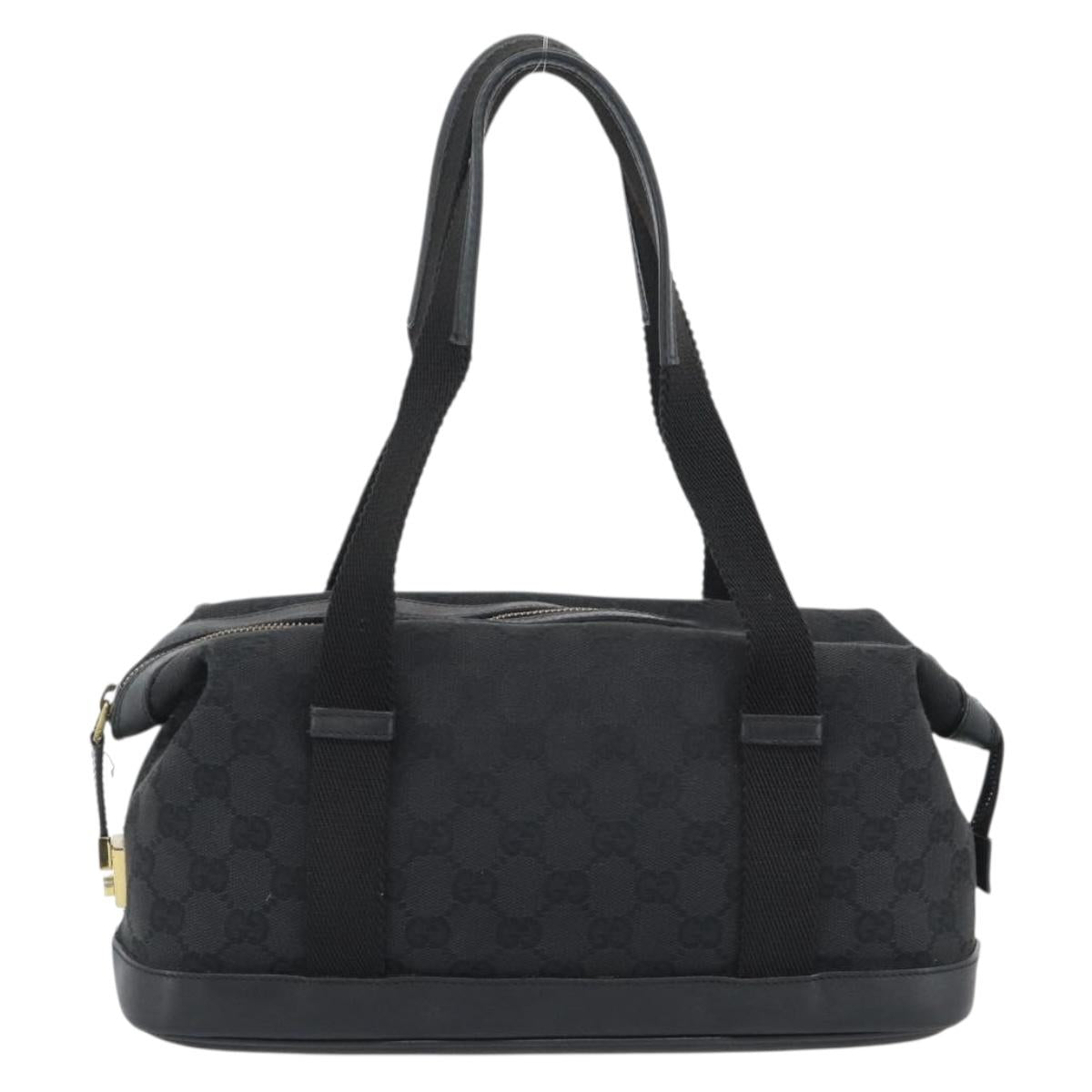 GUCCI GG Canvas Hand Bag Black Gold 92734 Auth mr2785A
