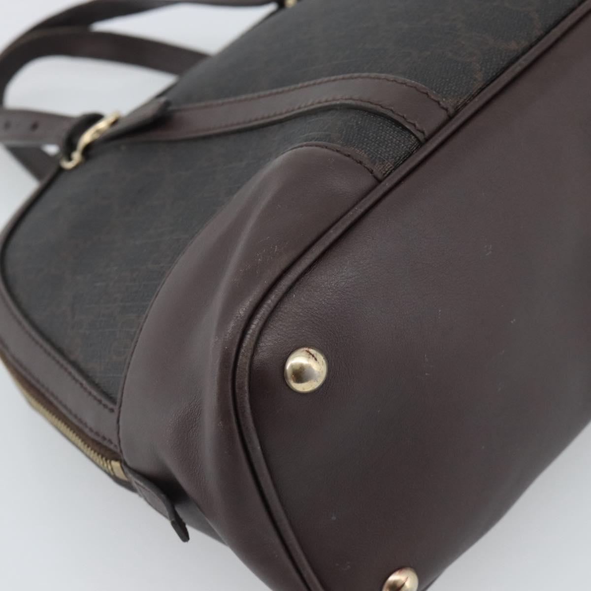 GUCCI Micro GG Supreme Hand Bag PVC Brown Gold 309617 Auth mr2786