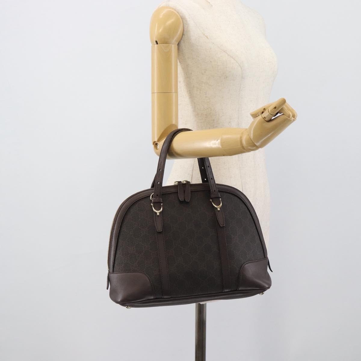 GUCCI Micro GG Supreme Hand Bag PVC Brown Gold 309617 Auth mr2786