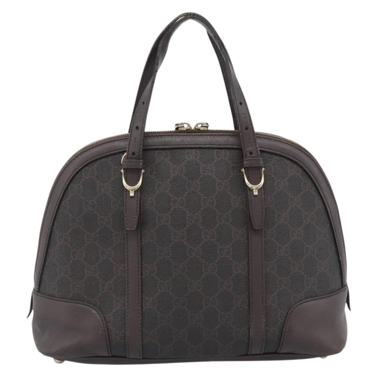GUCCI Micro GG Supreme Hand Bag PVC Brown Gold 309617 Auth mr2786