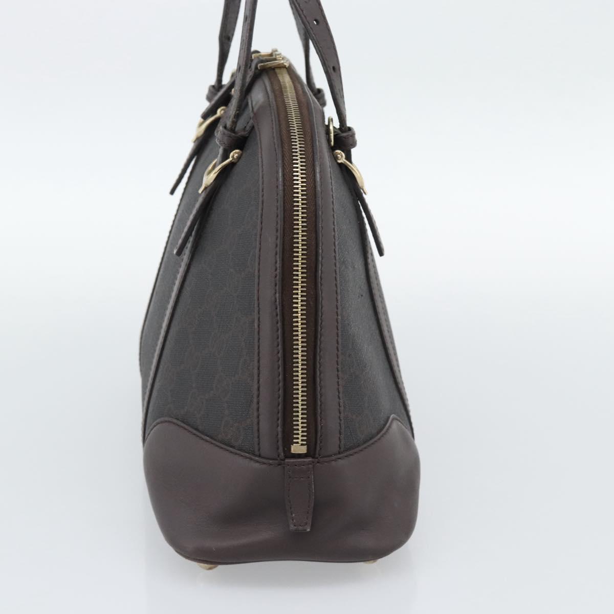 GUCCI Micro GG Supreme Hand Bag PVC Brown Gold 309617 Auth mr2786