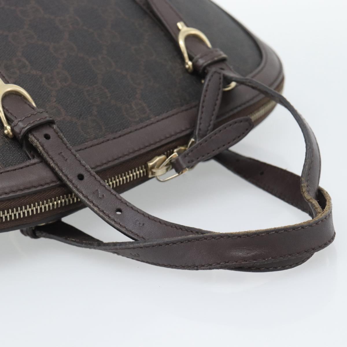 GUCCI Micro GG Supreme Hand Bag PVC Brown Gold 309617 Auth mr2786
