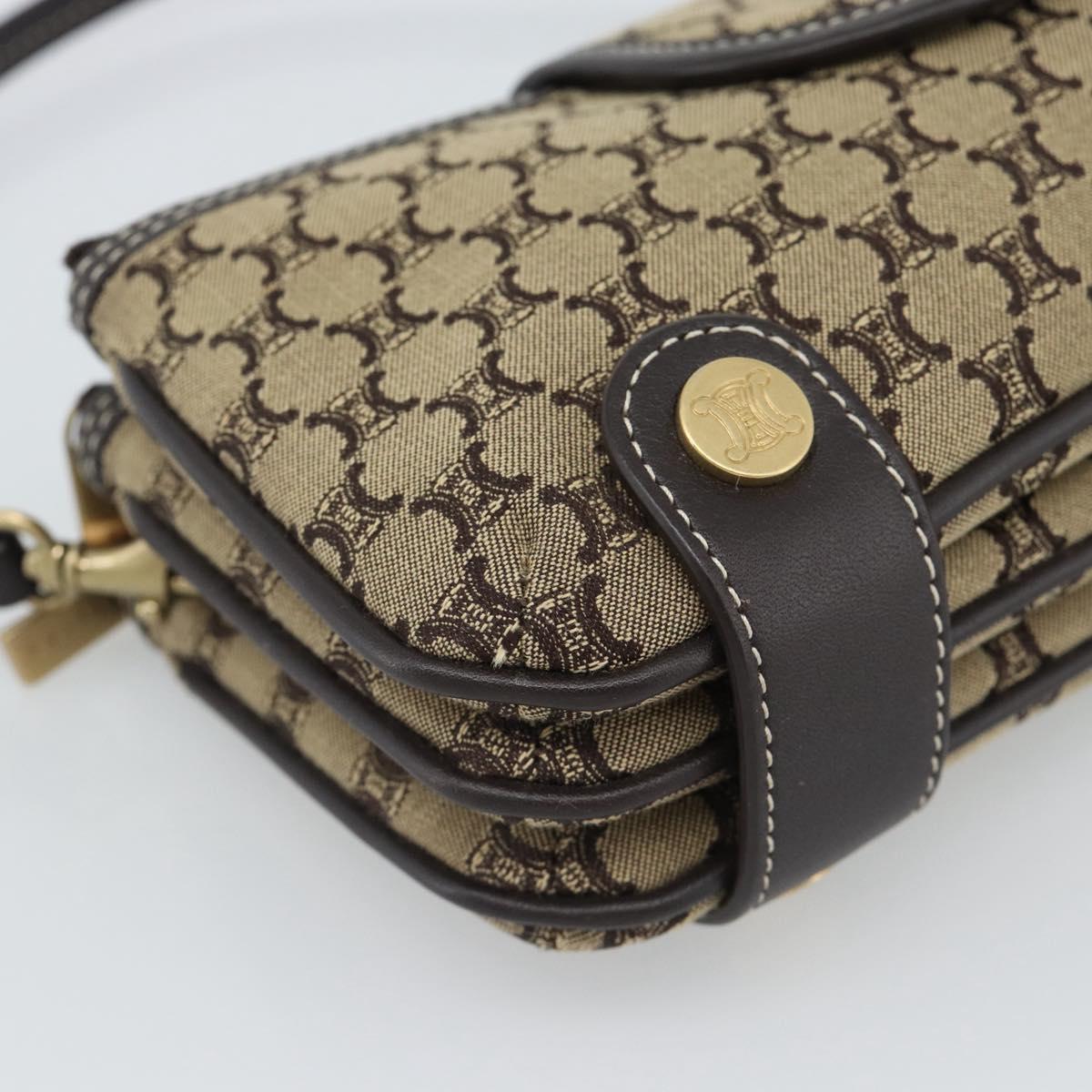 CELINE Macadam Canvas Hand Bag Brown Gold Auth mr2790V